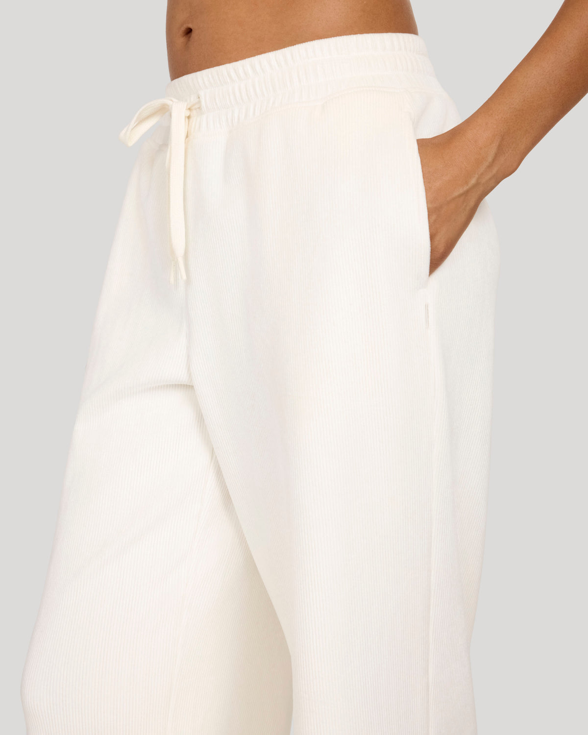 The Soft Luxe Velour Rib Wide-Leg Pant - Sugar Swizzle Cream