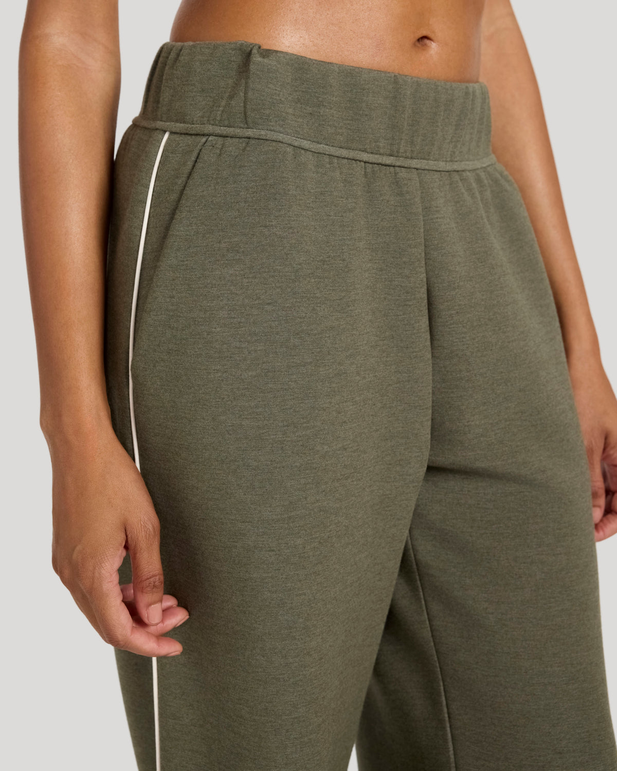 The Soft Luxe Brushed Double Knit Wide-Leg Pant - Olive Marl