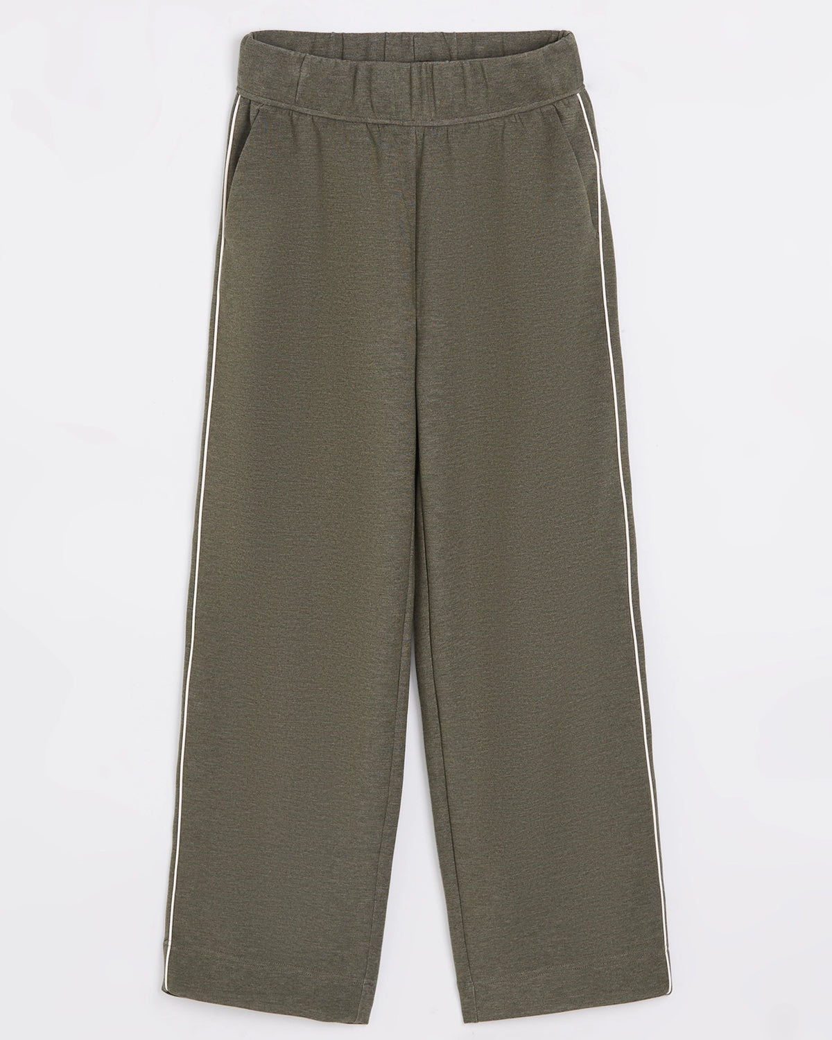 The Soft Luxe Brushed Double Knit Wide-Leg Pant - Olive Marl