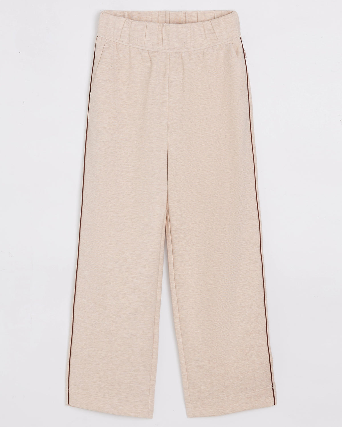 The Soft Luxe Brushed Double Knit Wide-Leg Pant - Taupe Marl