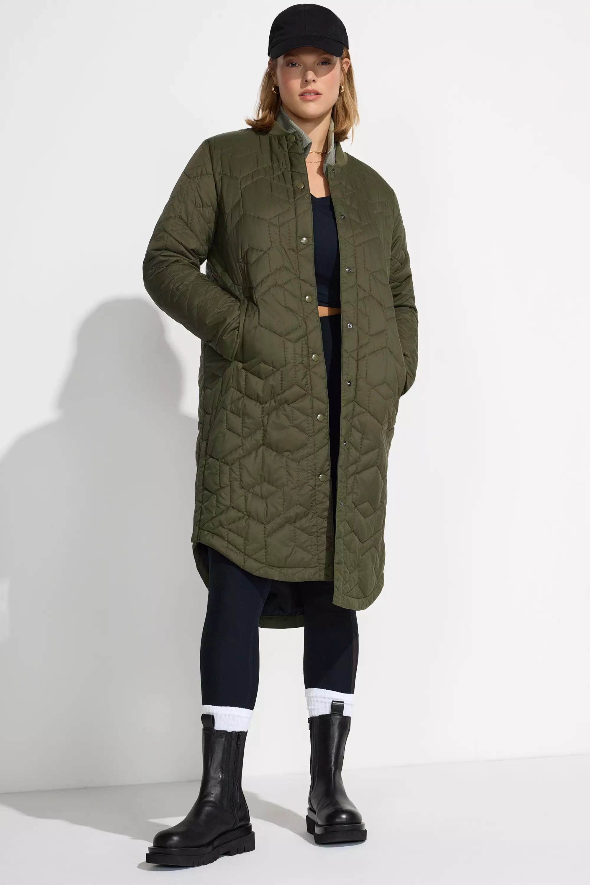 Women’s Longline Quilted Freezer Jacket - Forest