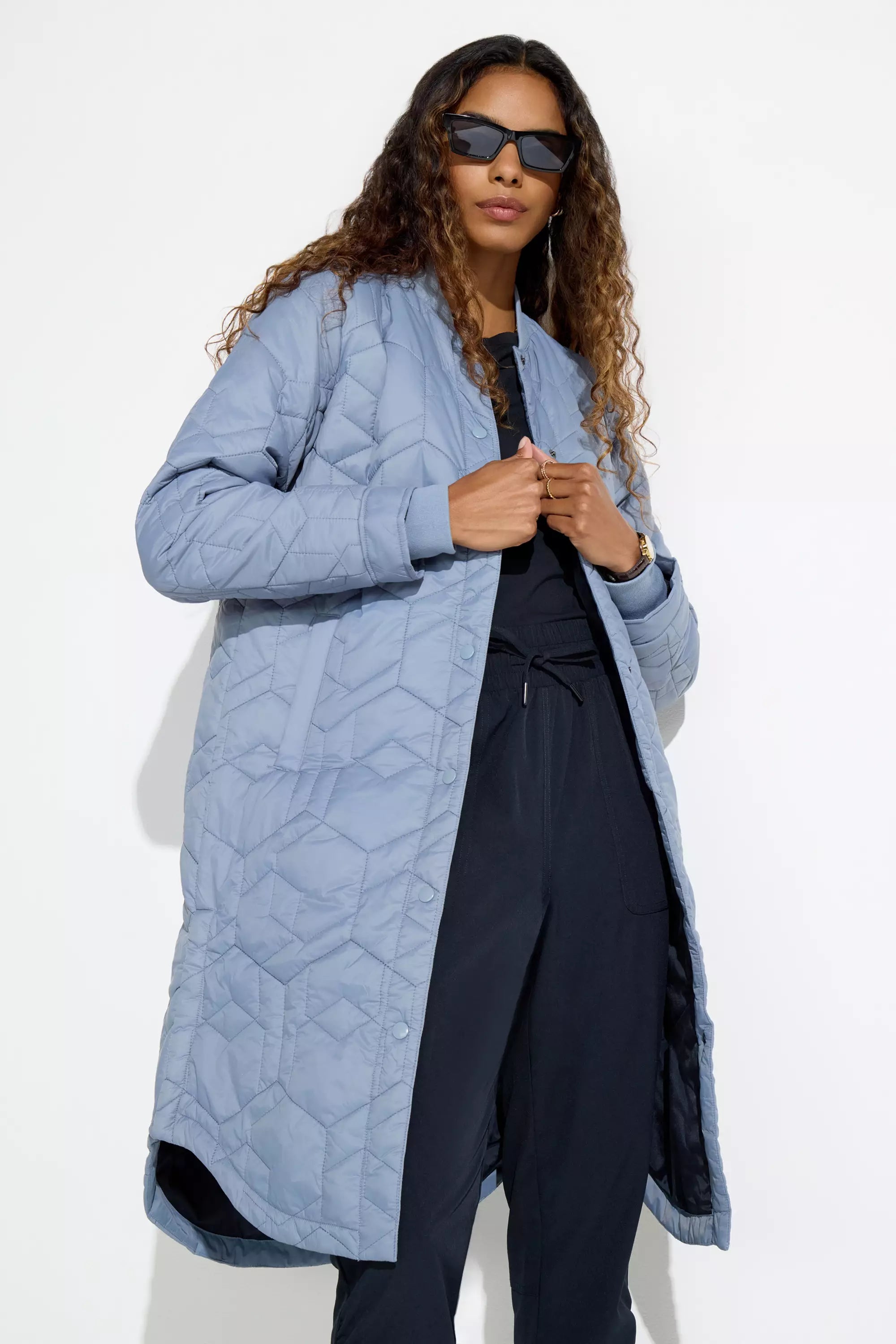 Women’s Longline Quilted Freezer Jacket - Tradewinds (Blue)