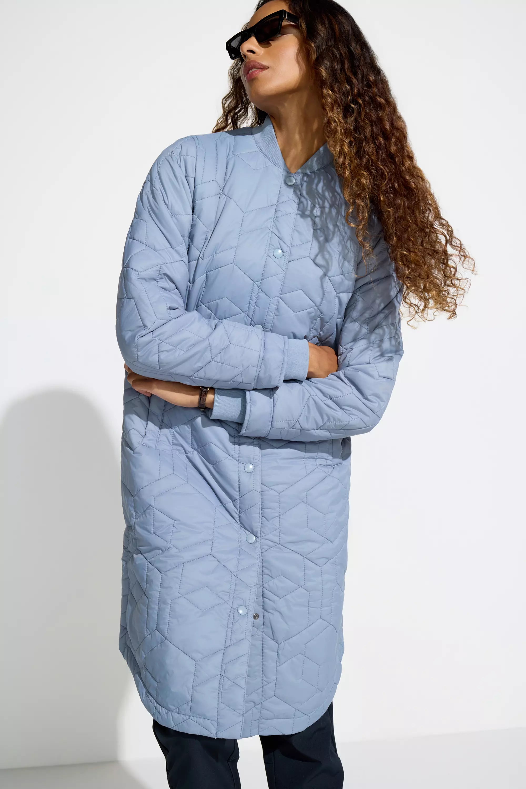 Women’s Longline Quilted Freezer Jacket - Tradewinds (Blue)