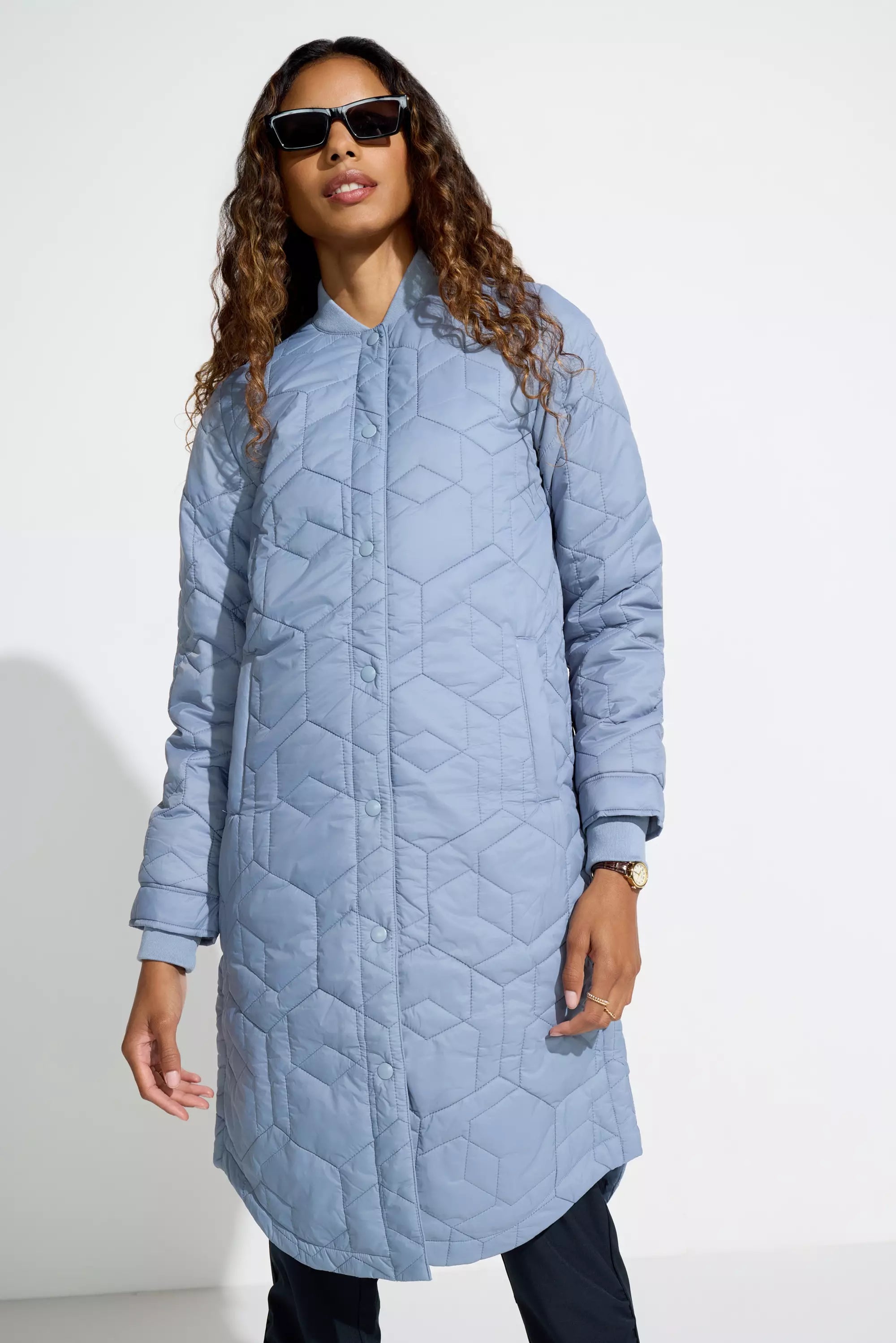 Women’s Longline Quilted Freezer Jacket - Tradewinds (Blue)