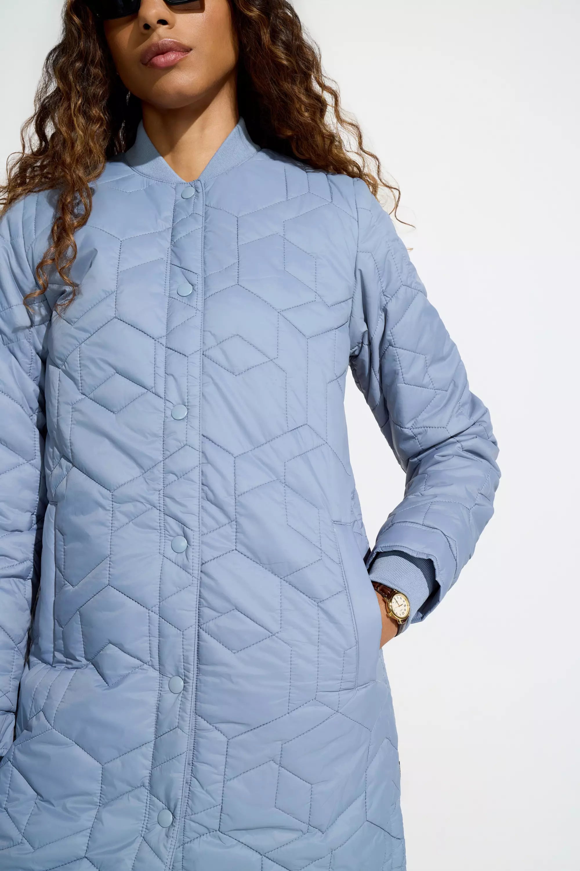 Women’s Longline Quilted Freezer Jacket - Tradewinds (Blue)