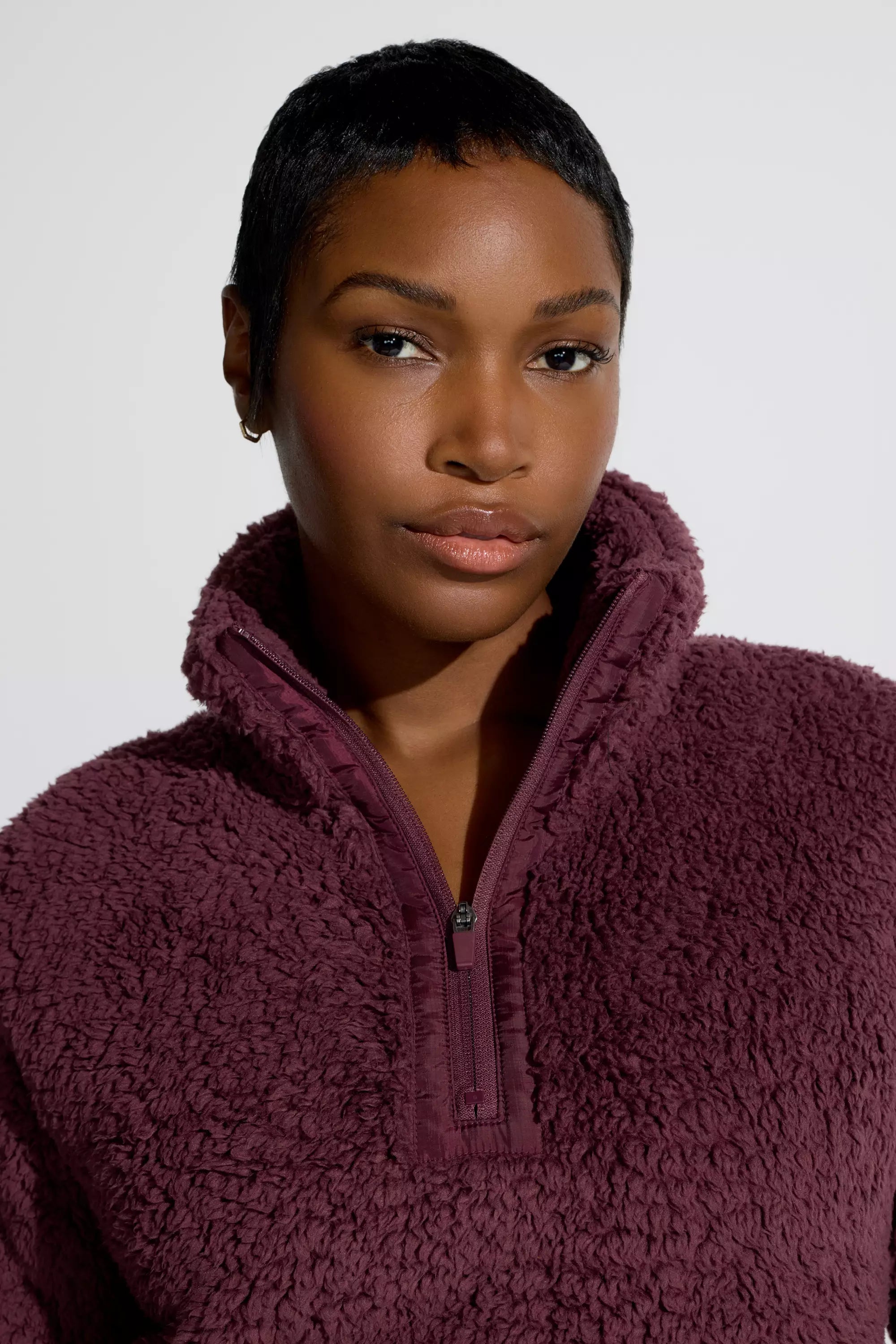 Women’s Mixed Media Berber Pop Over - Chocolate Berry