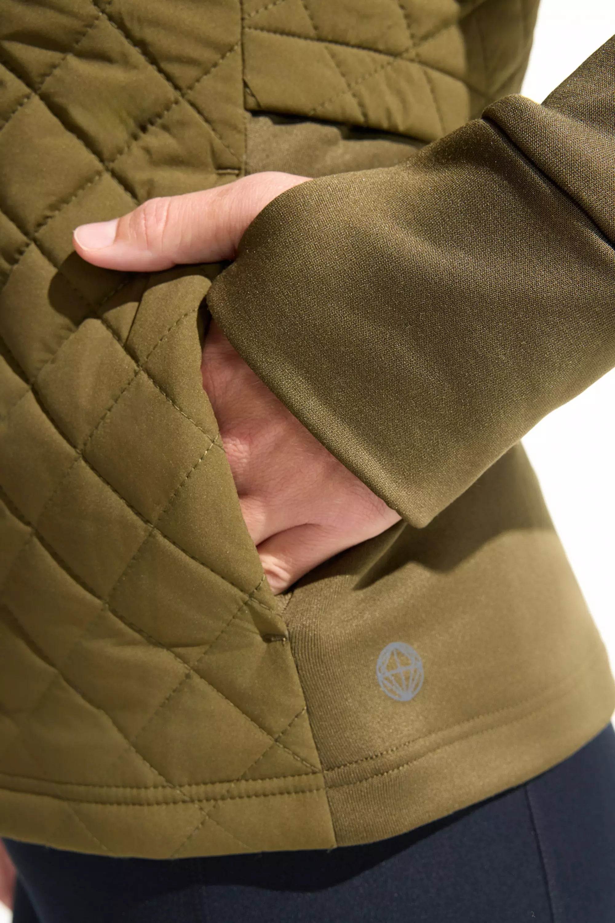 The Diamond Quilted Hybrid Jacket - Dark Olive