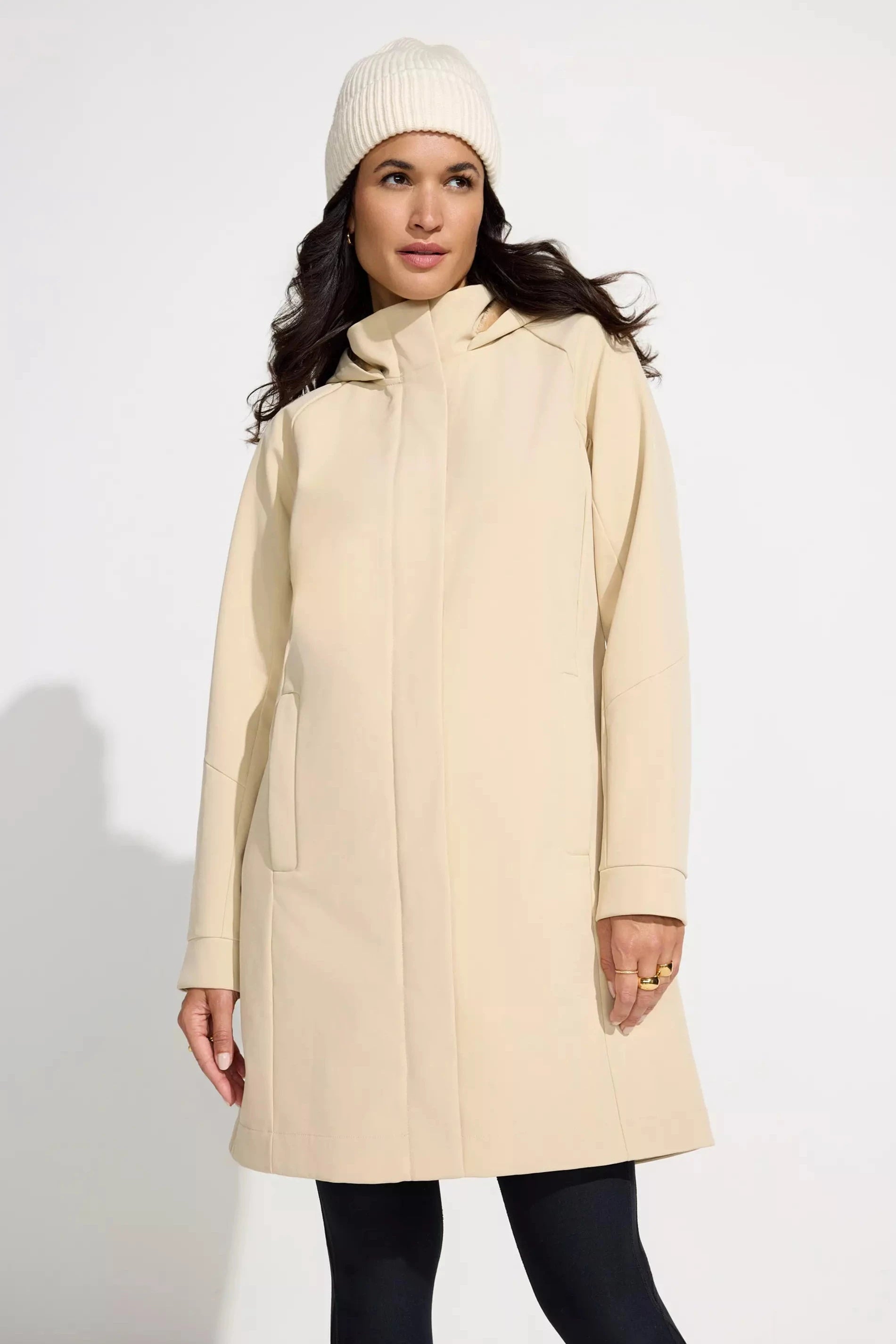 The Wind + Water-Resistant Bonded Fleece Long Jacket - Oat Milk