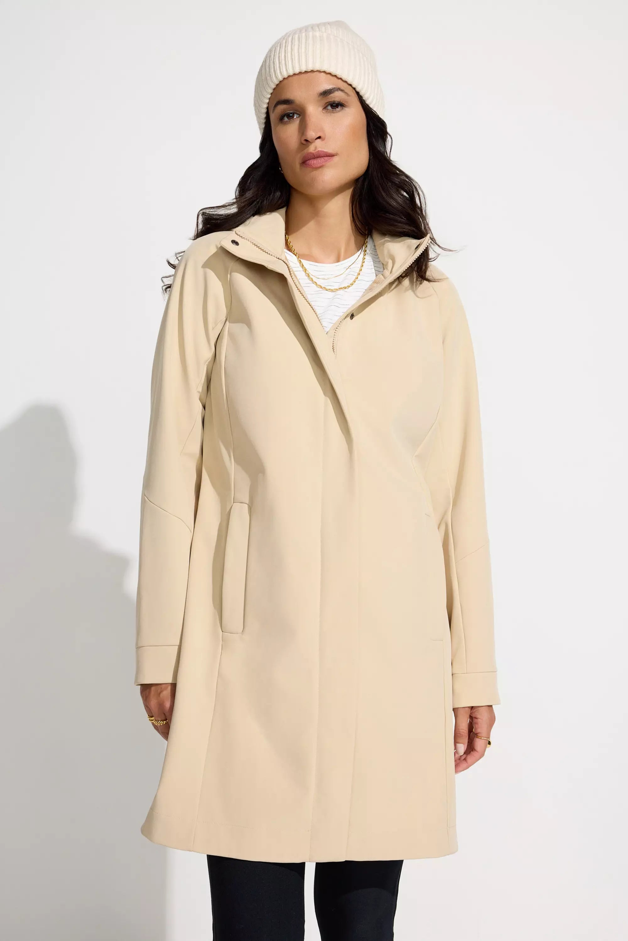 The Wind + Water-Resistant Bonded Fleece Long Jacket - Oat Milk