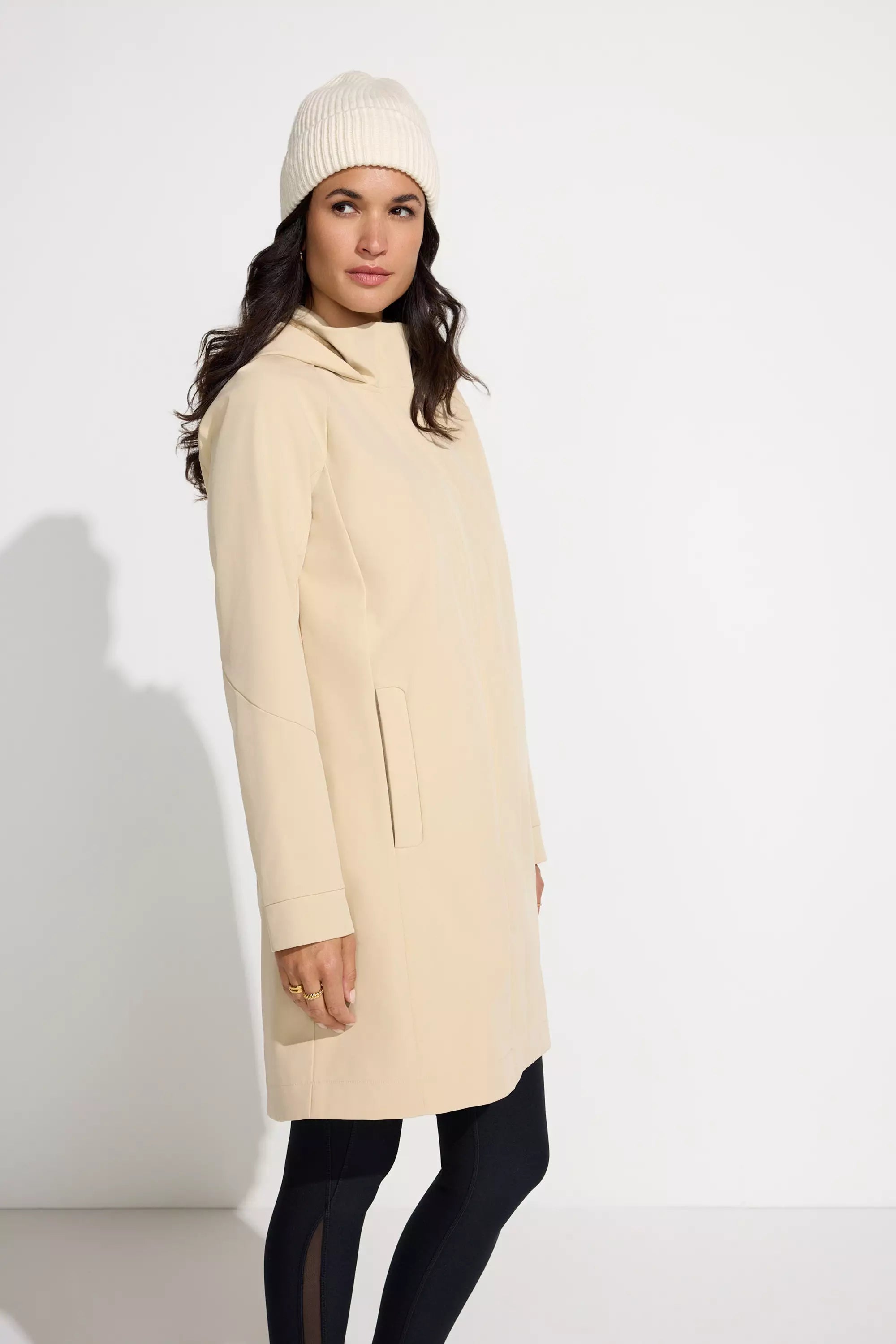 The Wind + Water-Resistant Bonded Fleece Long Jacket - Oat Milk