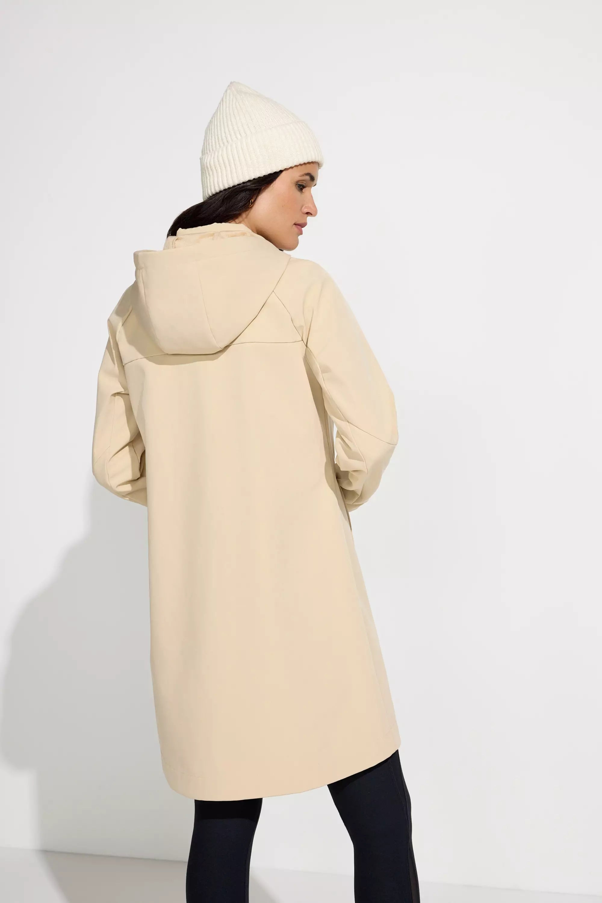 The Wind + Water-Resistant Bonded Fleece Long Jacket - Oat Milk