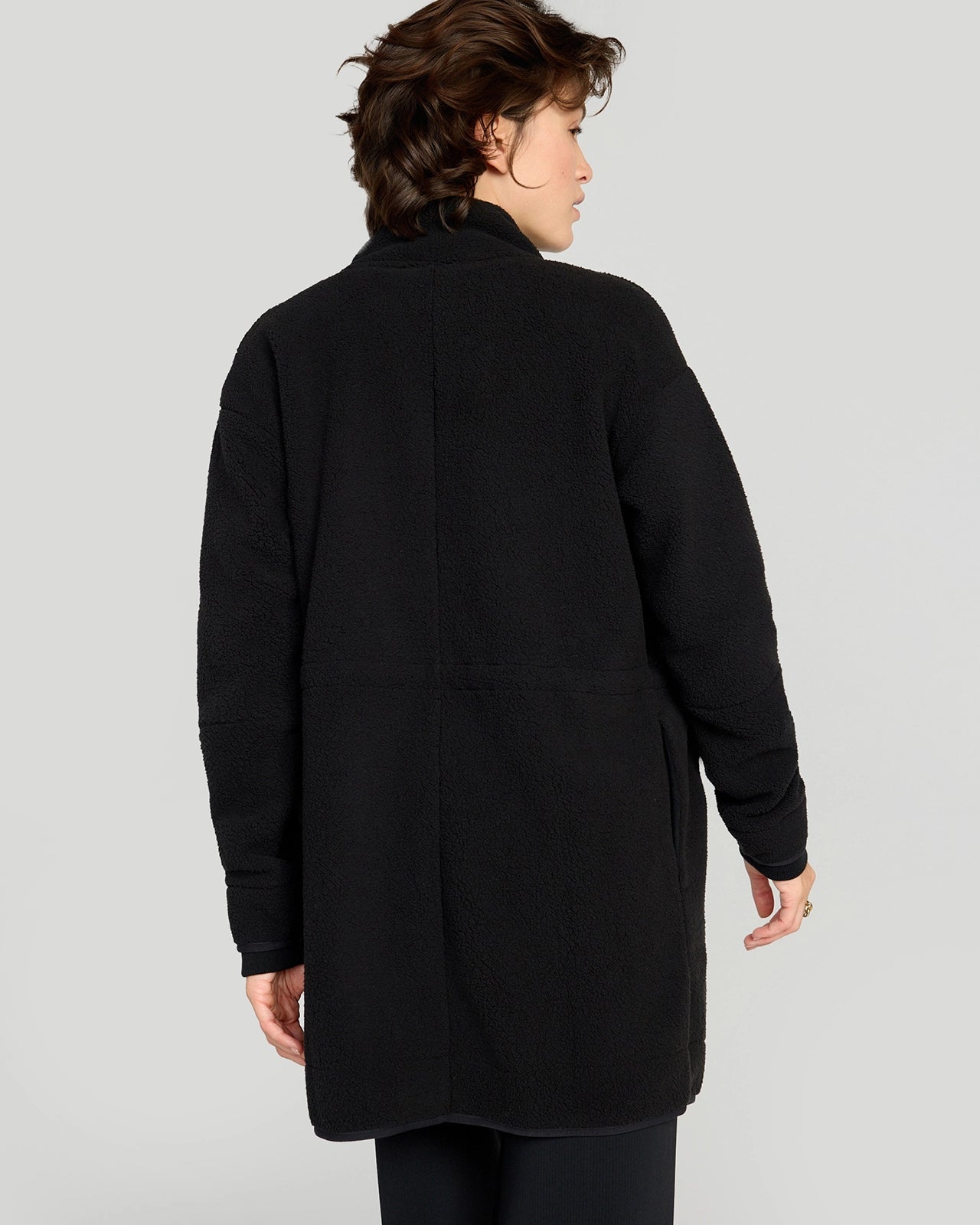 The Berber Soft Luxe Recylar Poly Longline Jacket - Black