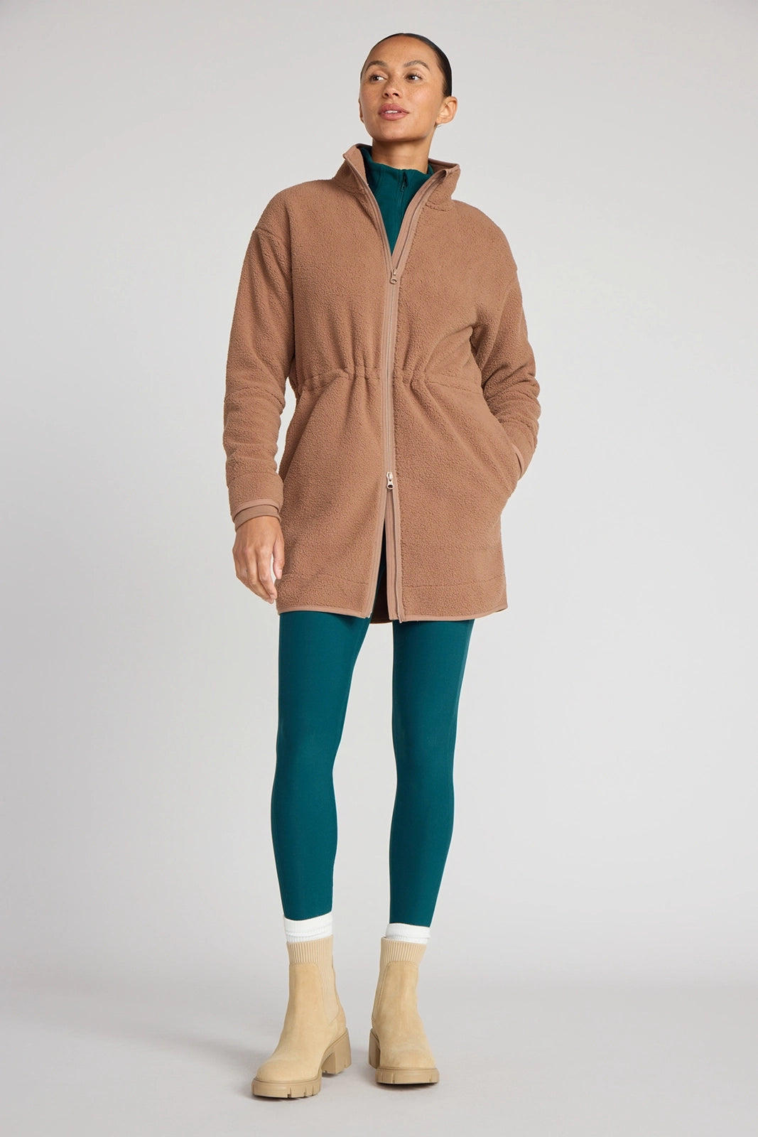 The Berber Soft Luxe Recylar Poly Longline Jacket - Chocolate Malt