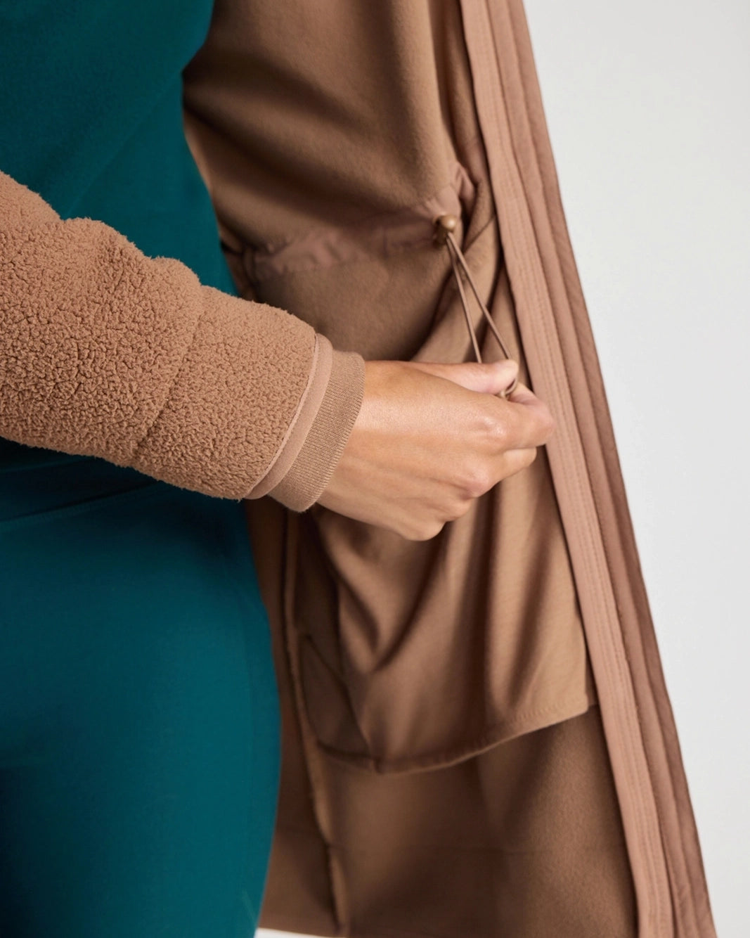 The Berber Soft Luxe GRS Certified Recycled Poly Longline Jacket - Chocolate Malt