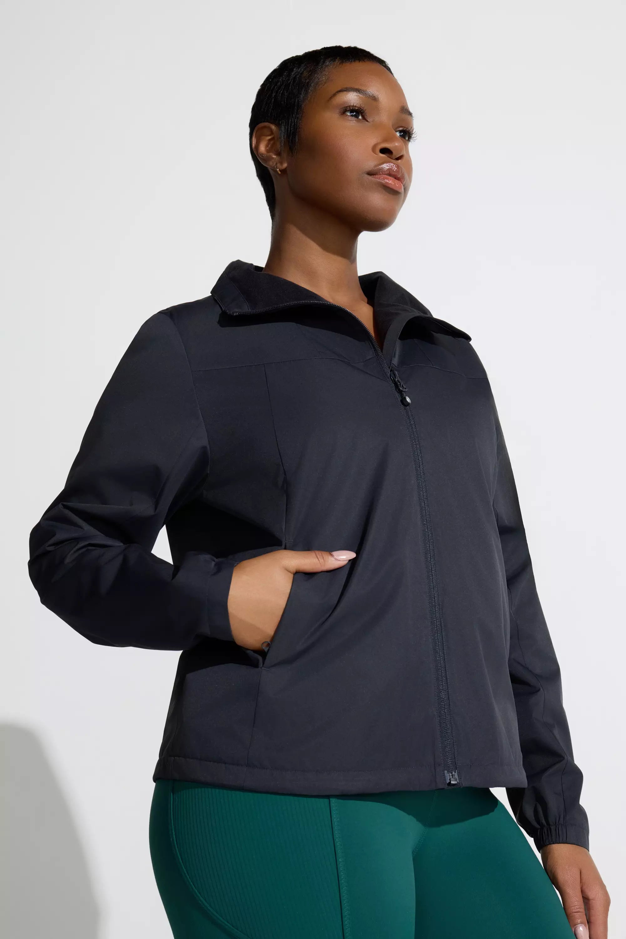 The Wind + Water-Resistant GRS Certified Poly Lined Rain Jacket - Black