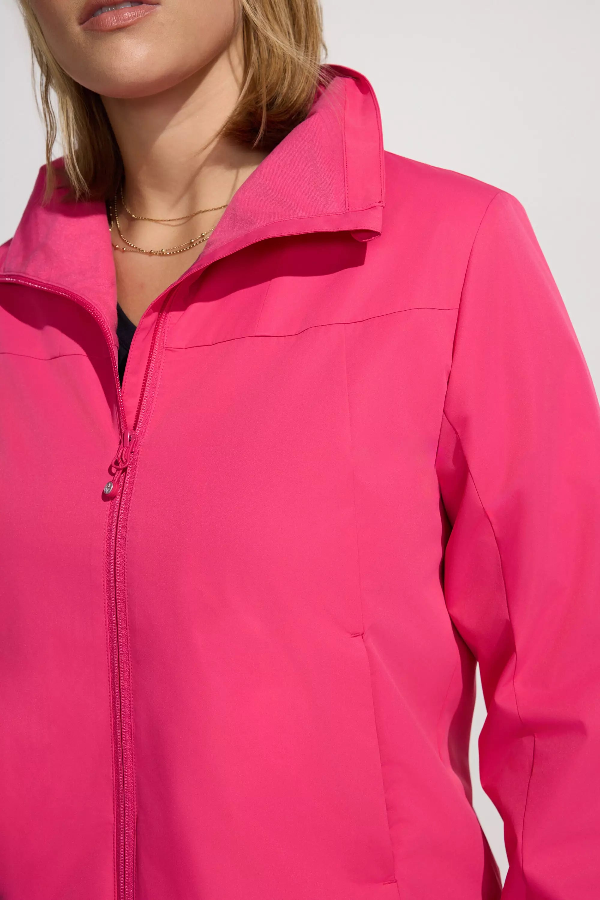 The Wind + Water-Resistant GRS Certified Poly Lined Rain Jacket - Raspberry Sorbet