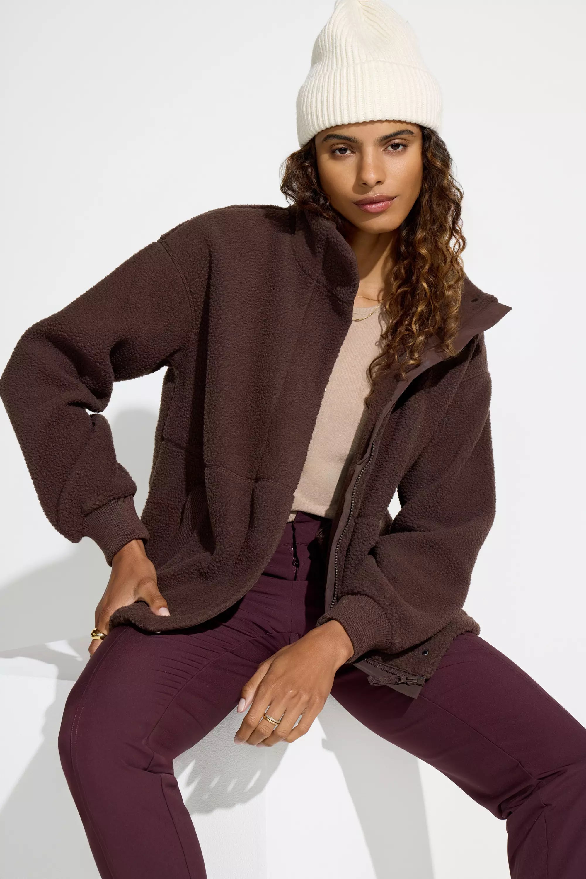 The Sherpa Soft GRS Certified Recycled Poly Short Fleece Jacket - Chocolate