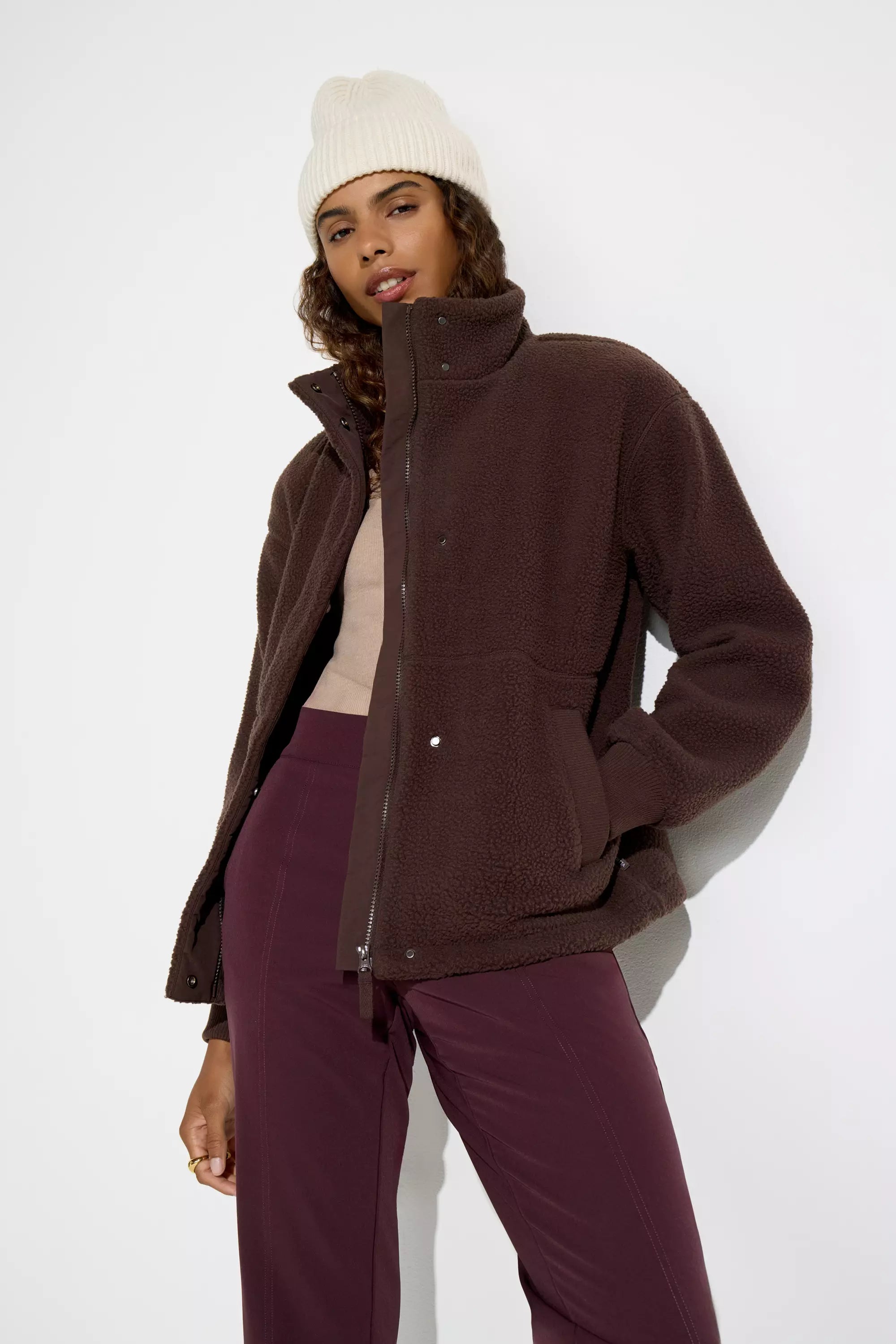 The Sherpa Soft GRS Certified Recycled Poly Short Fleece Jacket - Chocolate