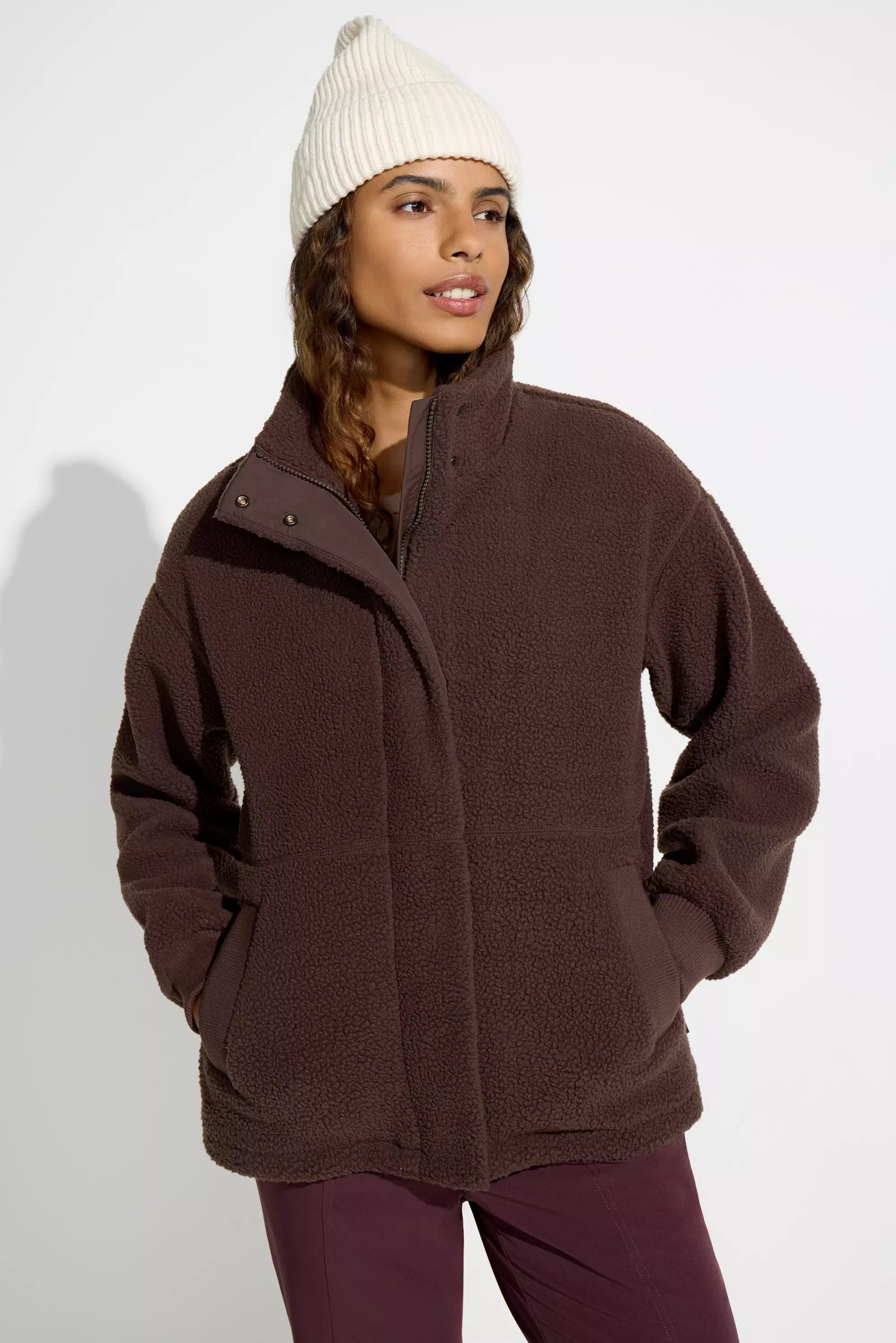 The Sherpa Soft GRS Certified Recycled Poly Short Fleece Jacket - Chocolate