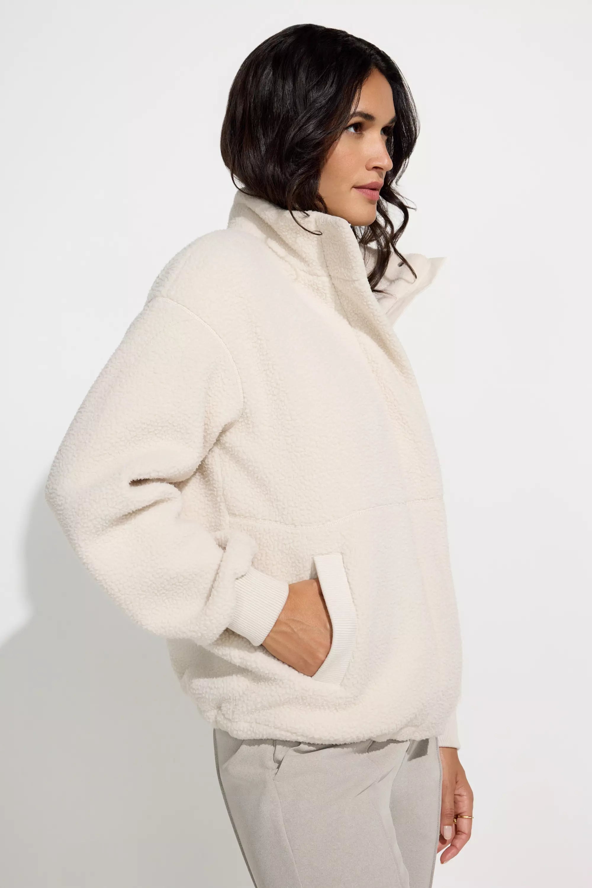 The Sherpa Soft GRS Certified Recycled Poly Short Fleece Jacket - White