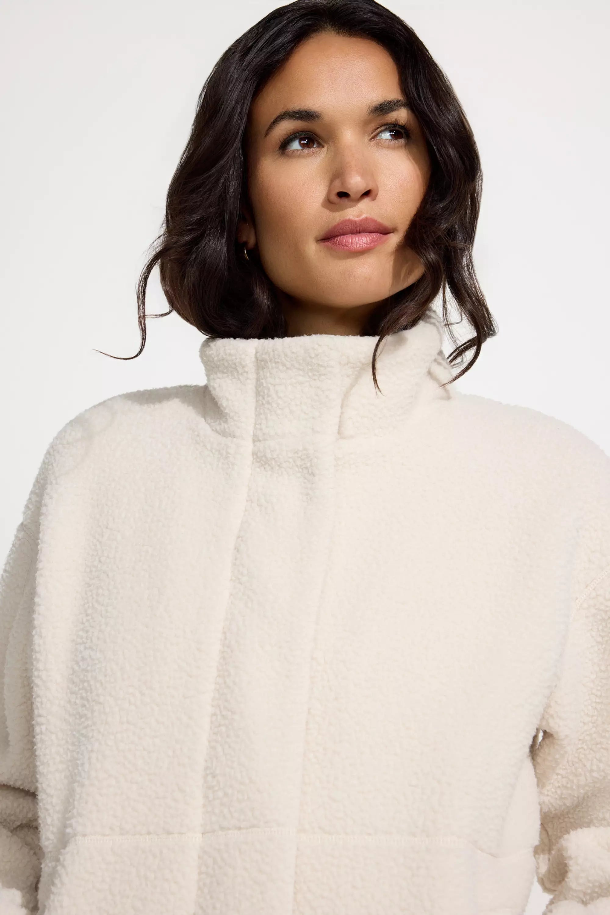 The Sherpa Soft GRS Certified Recycled Poly Short Fleece Jacket - White