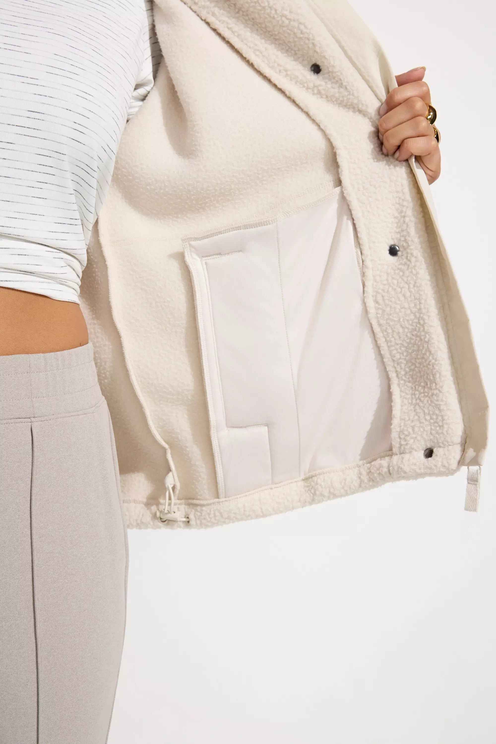 The Sherpa Soft GRS Certified Recycled Poly Short Fleece Jacket - White