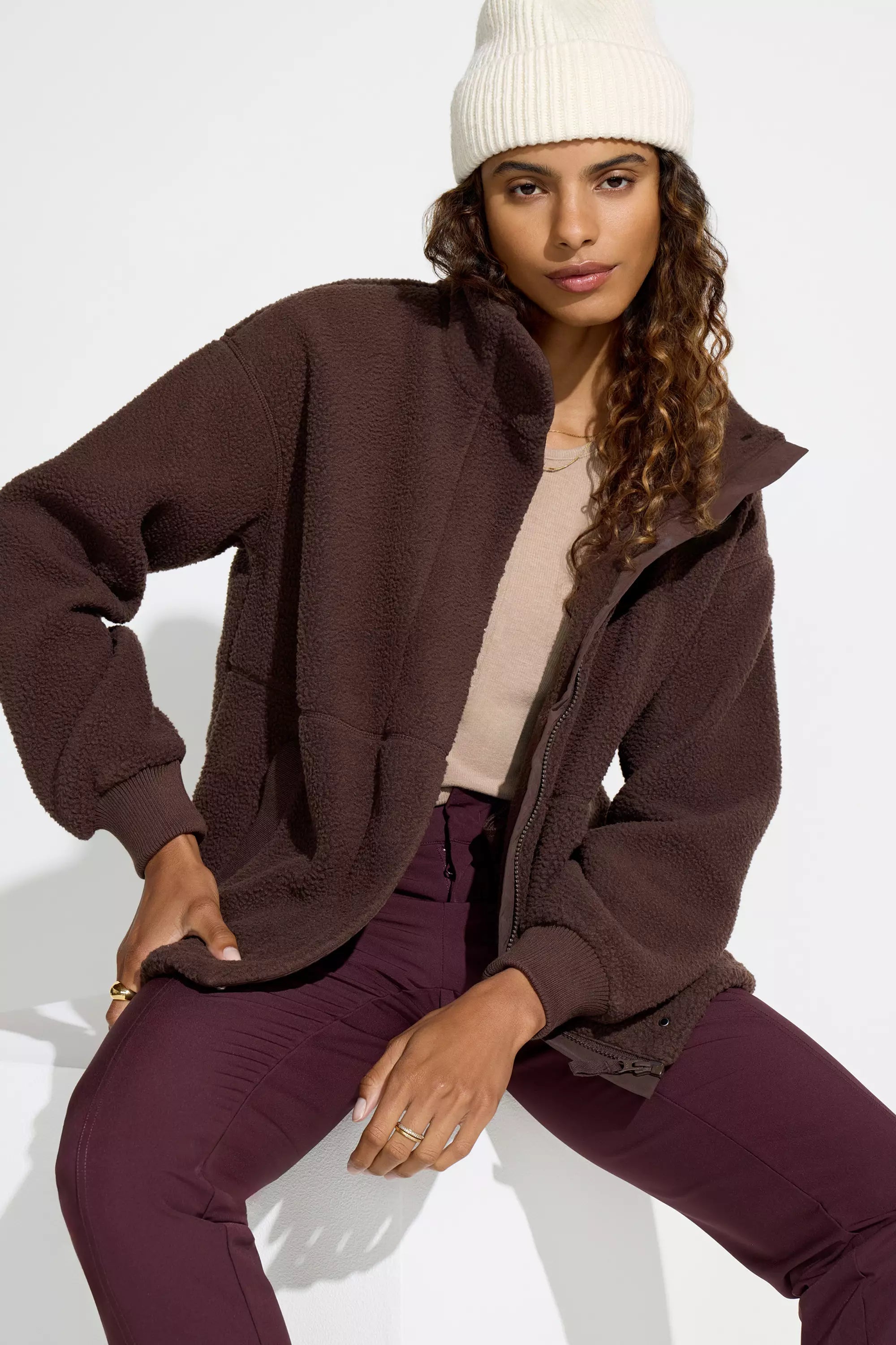 The Sherpa Soft GRS Certified Recycled Poly Short Fleece Jacket - Chocolate