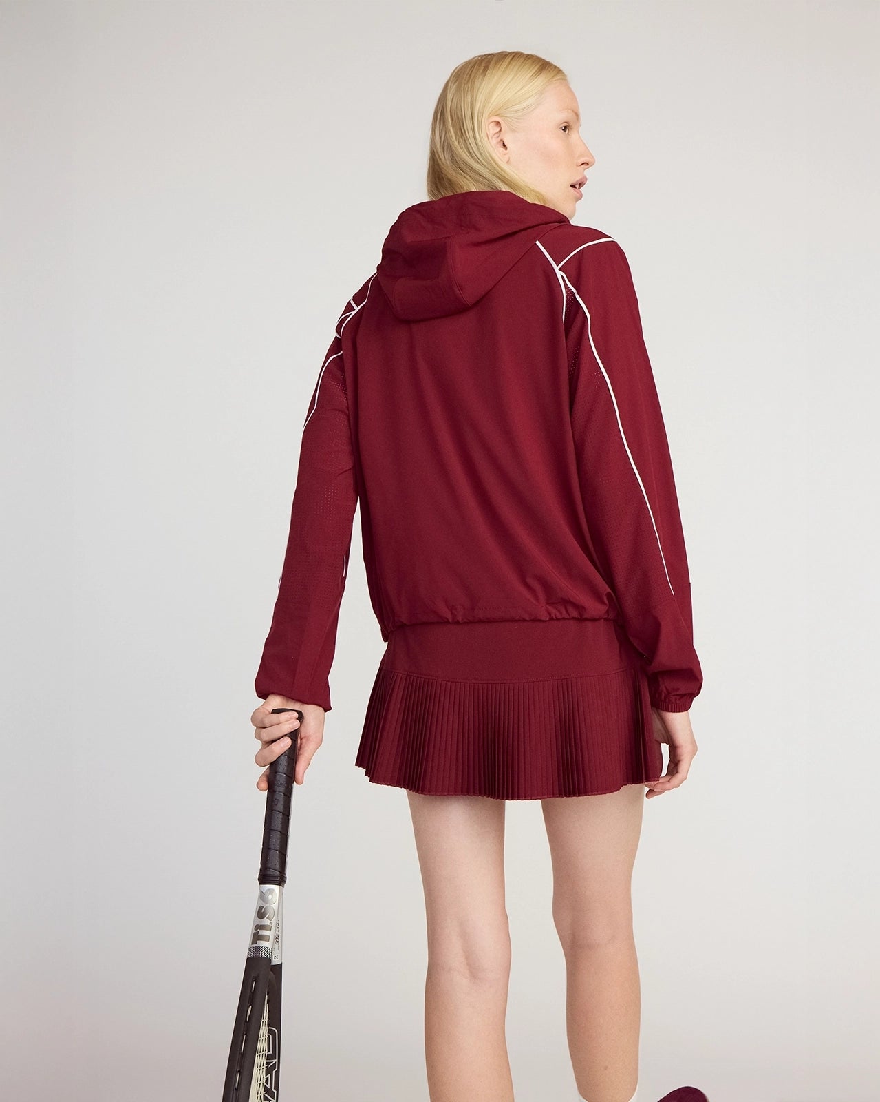 The Lightweight GRS Certified Recycled Polyester Club Jacket - Cabernet/White