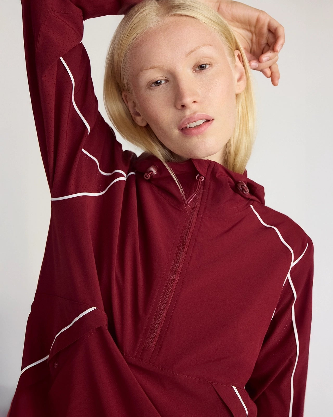 The Lightweight GRS Certified Recycled Poly Club Jacket - Cabernet/White