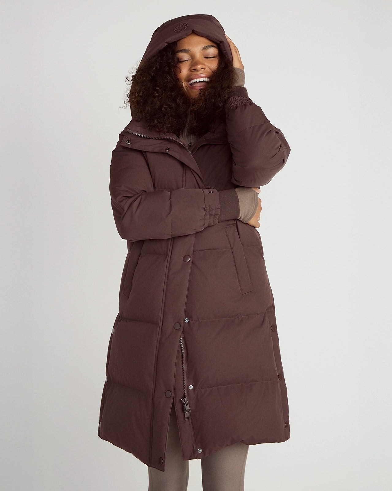 The RDS 700-Fill Power GRS Certified Recycled Polyester Longline Puffer Parka - Brown
