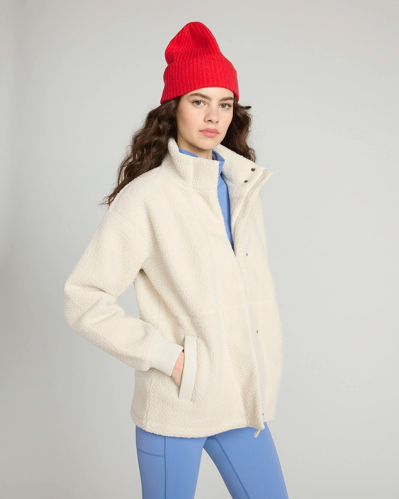 The Soft Sherpa and Crinkle Trim GRS Certified Recycled Poly Fleece Jacket