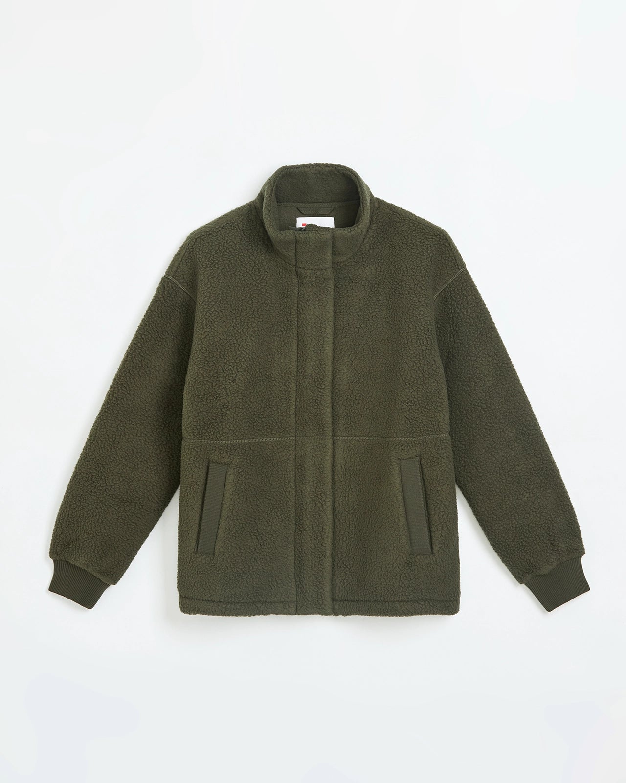 The Soft Sherpa and Crinkle Trim Fleece Jacket - Kambaba Green