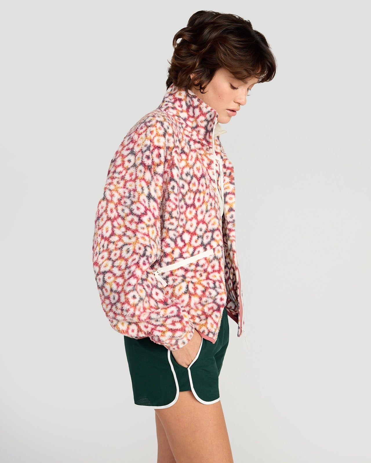 The Berber Soft Luxe GRS Certified Recycled Poly Zip Front Jacket - Marble Leopard Print