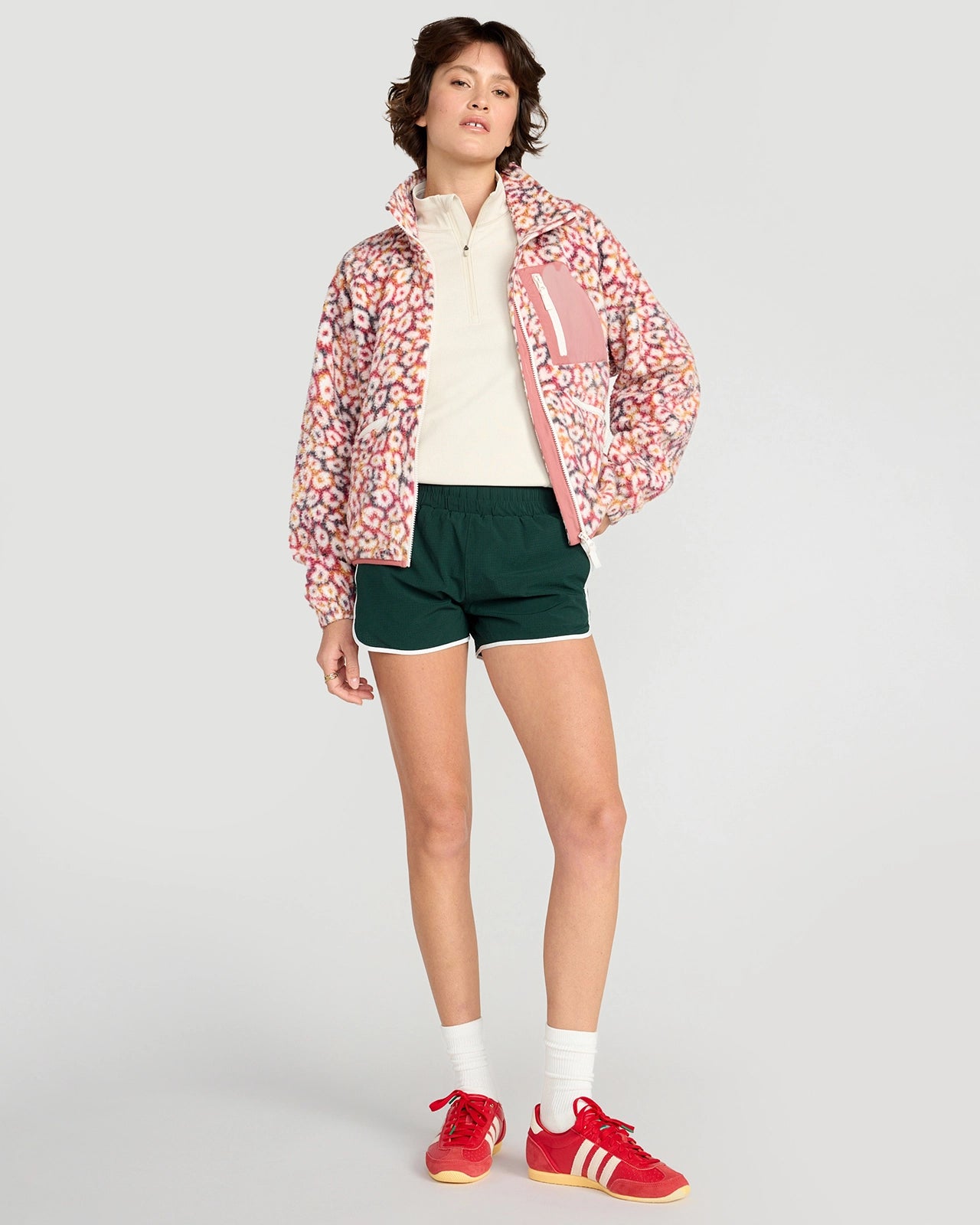 The Berber Soft Luxe GRS Certified Recycled Poly Zip Front Jacket - Marble Leopard Print