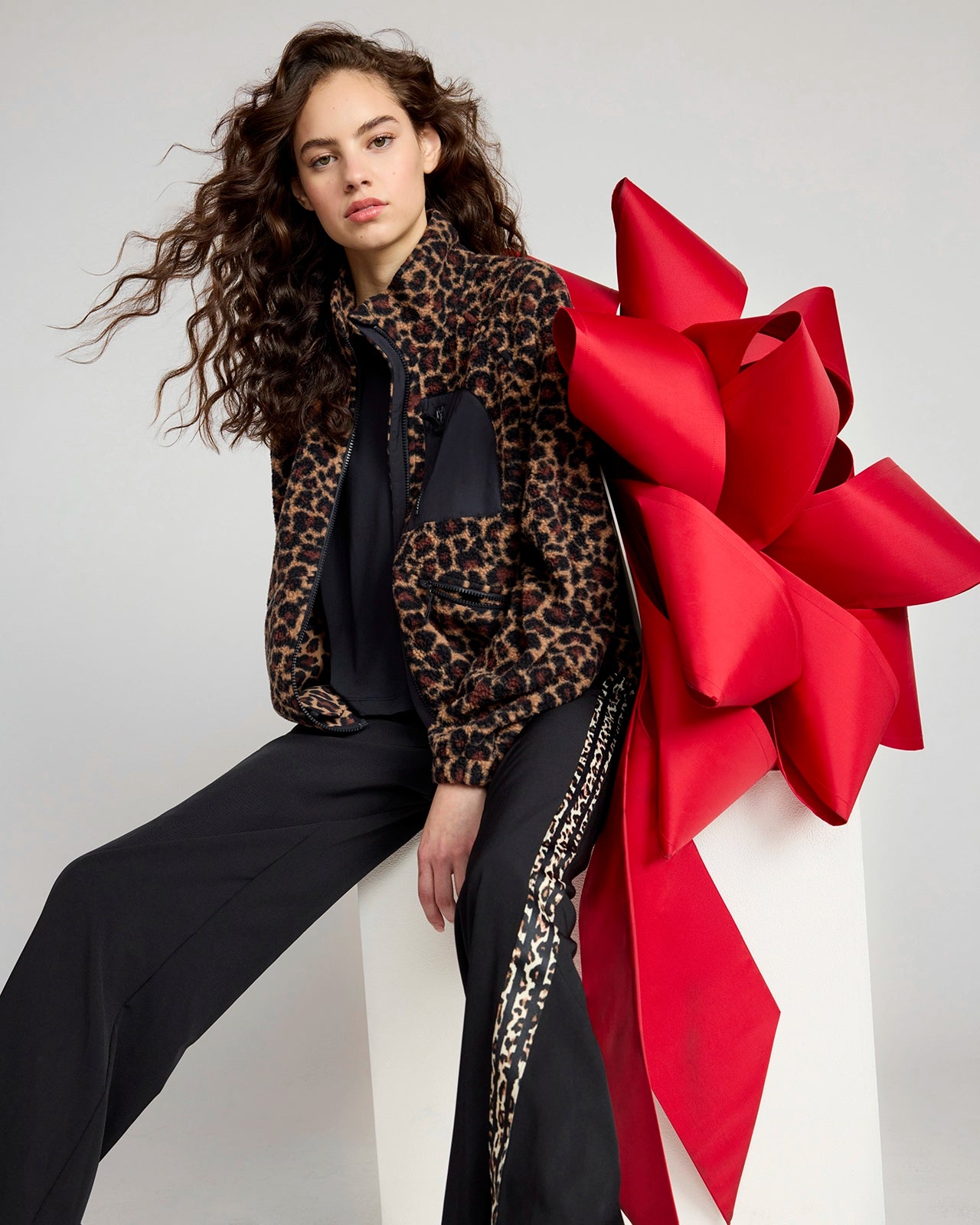 The Berber Soft Luxe GRS Certified Recycled Poly Zip Front Jacket - Leopard Print