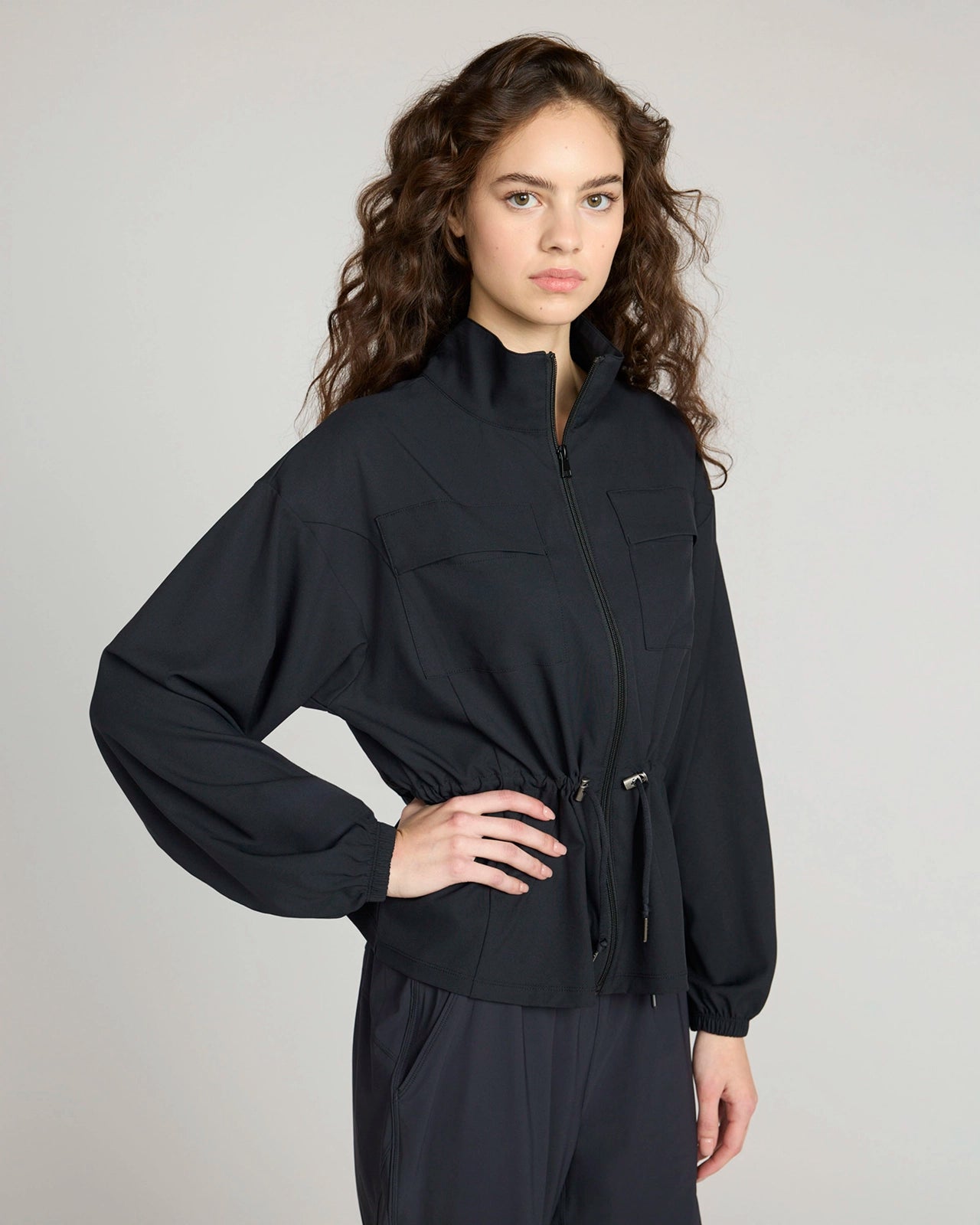 The Travel GRS Certified Recycled Poly Cinched Waist Jacket - Black