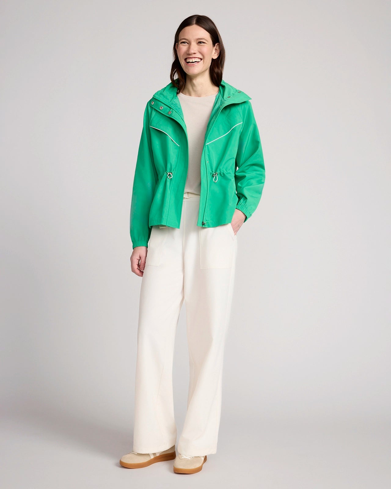 The Travel GRS Certified Recycled Poly Cinched Waist Hooded Jacket - Mint