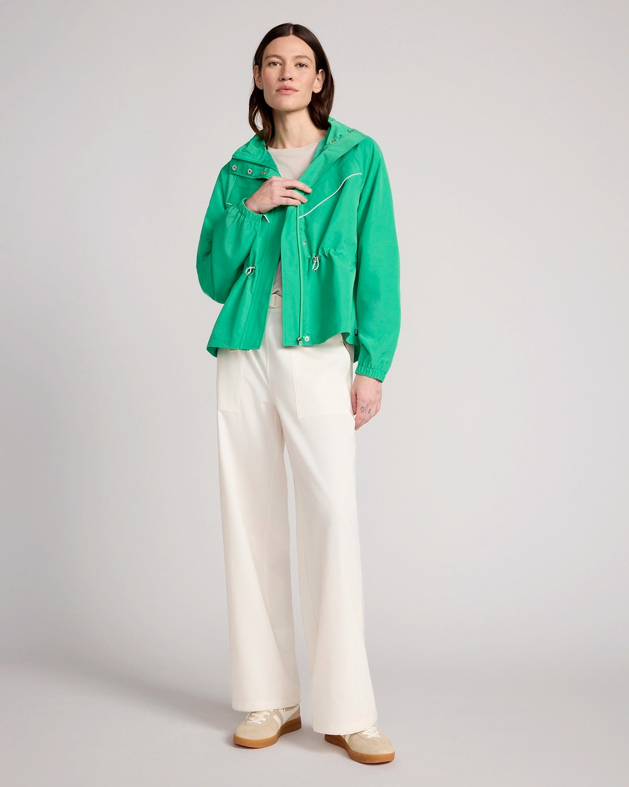 The Travel GRS Certified Recycled Poly Cinched Waist Hooded Jacket - Mint