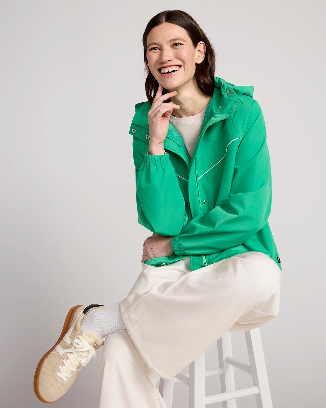 The Travel GRS Certified Recycled Poly Cinched Waist Hooded Jacket - Mint