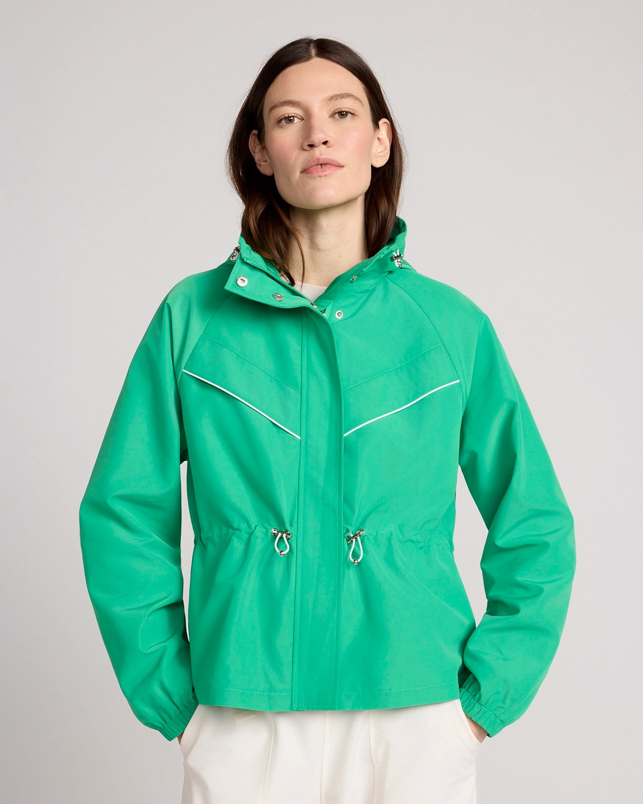 The Travel GRS Certified Recycled Poly Cinched Waist Hooded Jacket - Mint