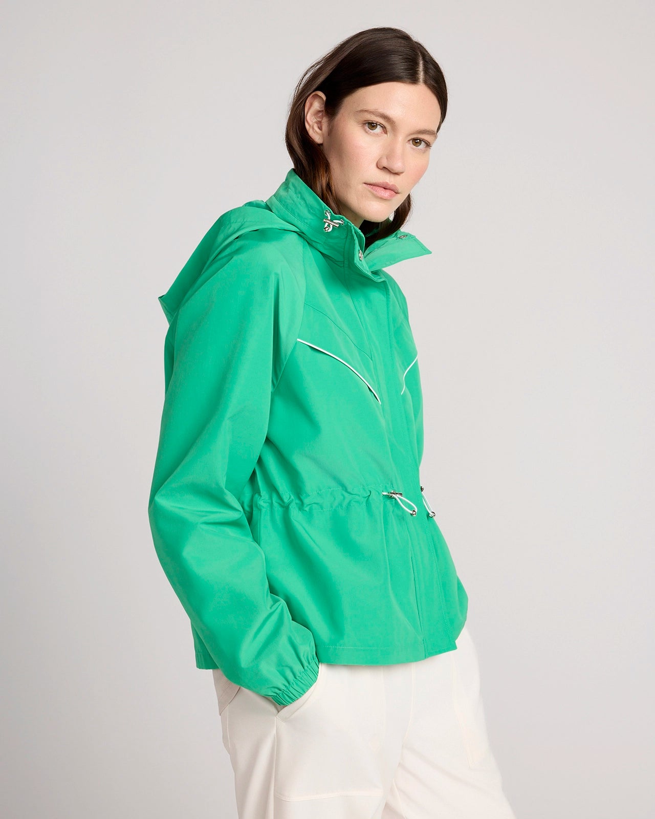 The Travel GRS Certified Recycled Poly Cinched Waist Hooded Jacket - Mint