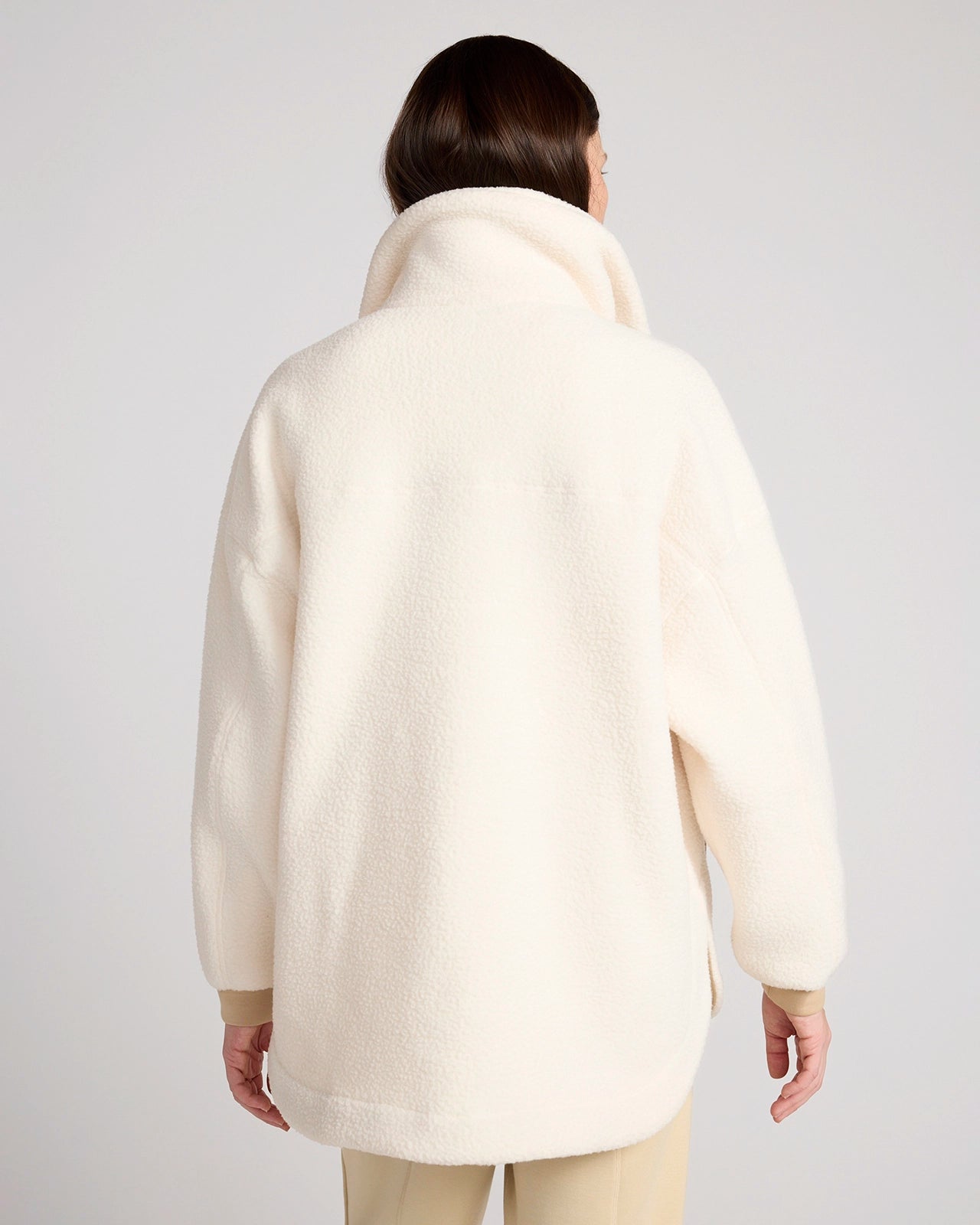 The Berber Soft Luxe GRS Certified Recycled Poly Mixed Media Jacket - Sugar Swizzle Cream/Nomad