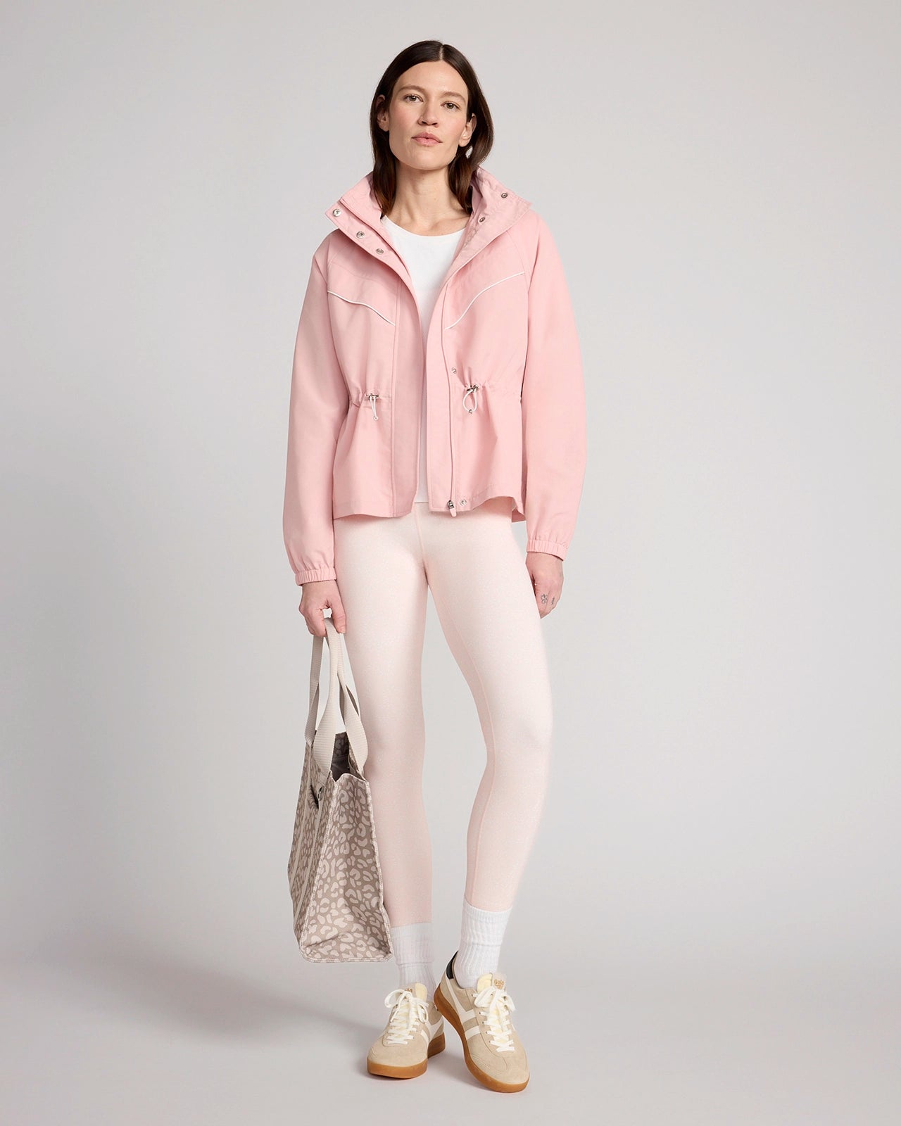 The Travel GRS Certified Recycled Poly Cinched Waist Hooded Jacket - Silver Pink