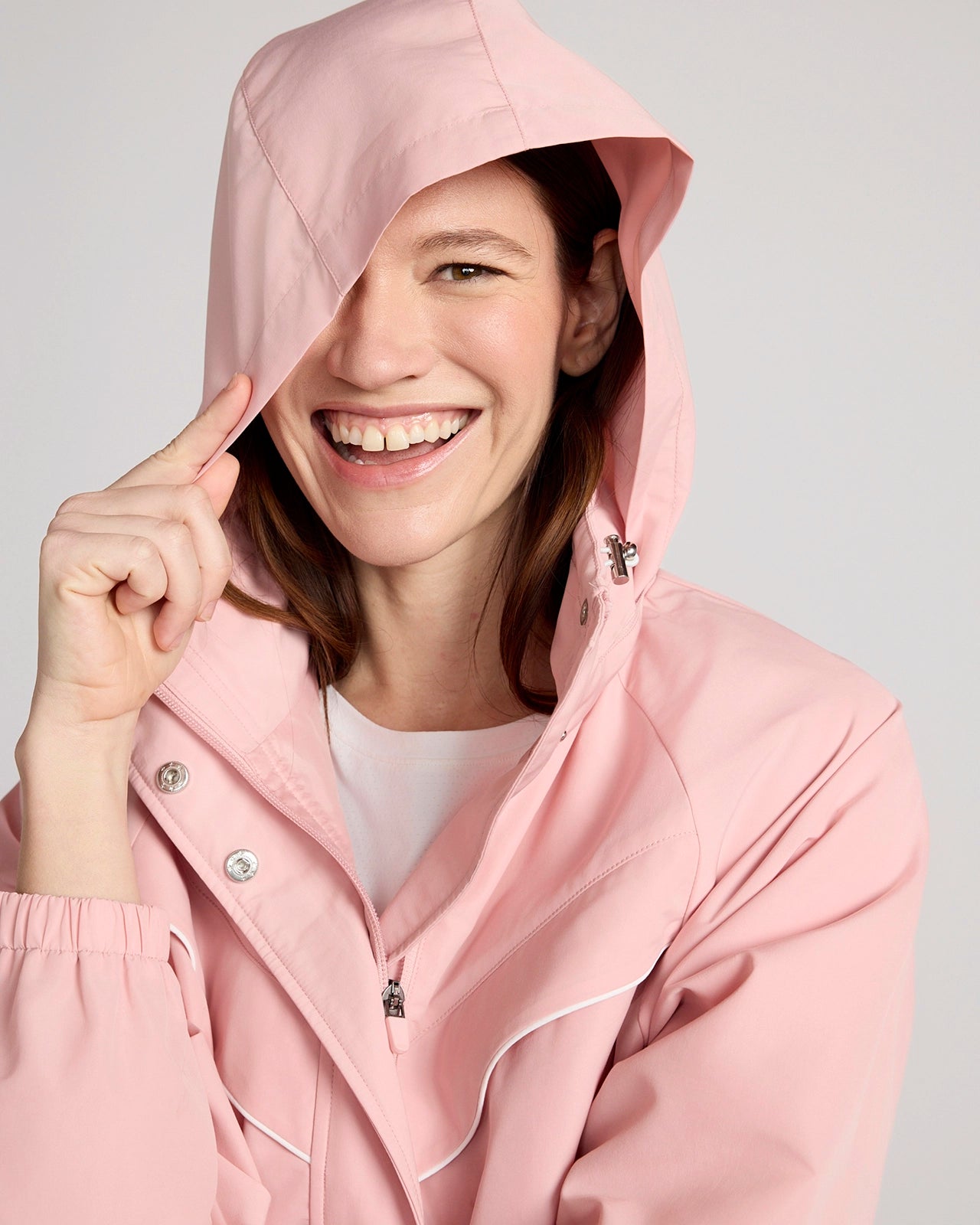 The Travel GRS Certified Recycled Poly Cinched Waist Hooded Jacket - Silver Pink