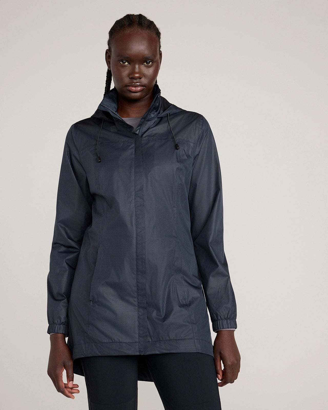 The Travel Embossed Print Rain Jacket - Black