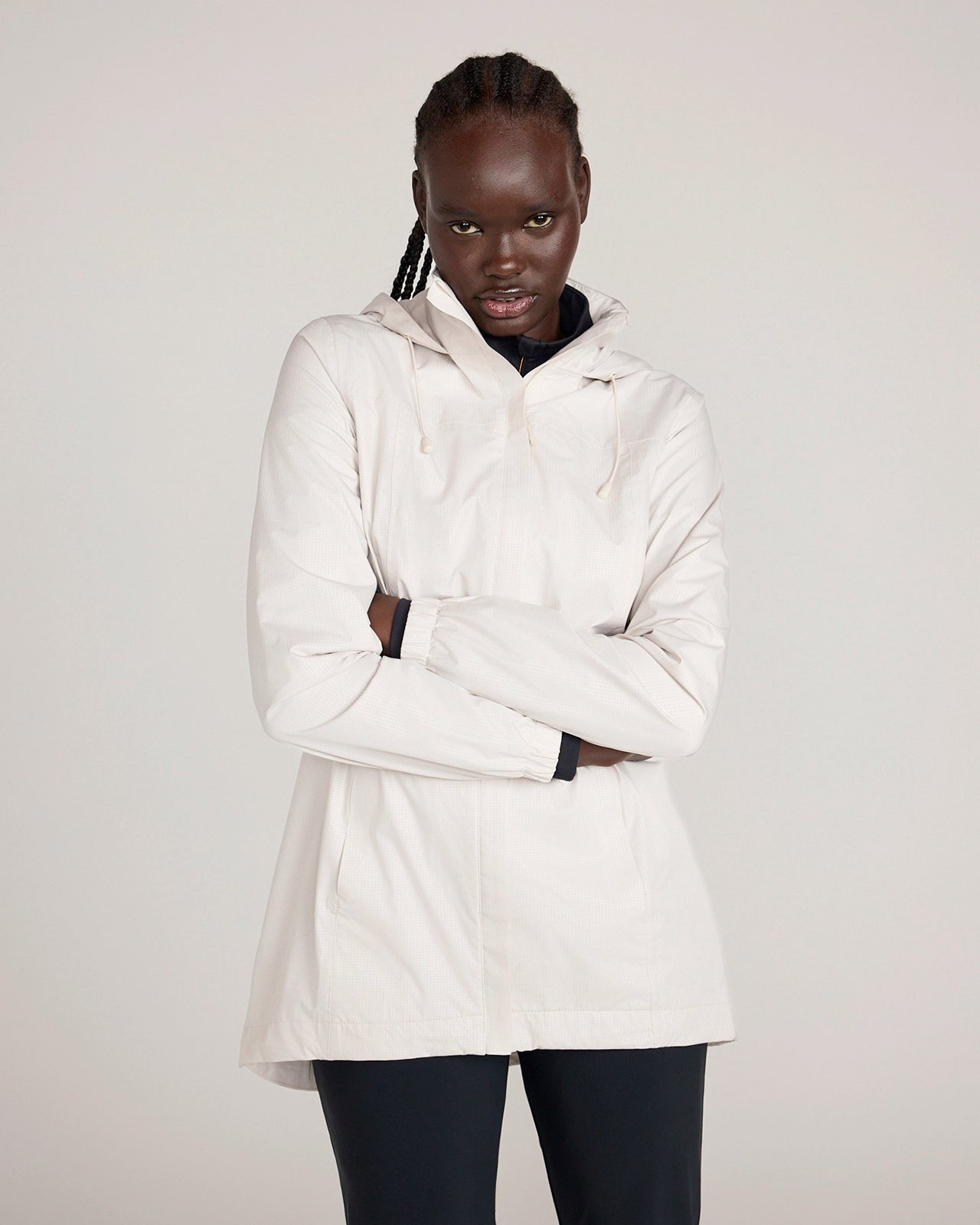 The Travel Embossed Print Rain Jacket - Wind Chime White