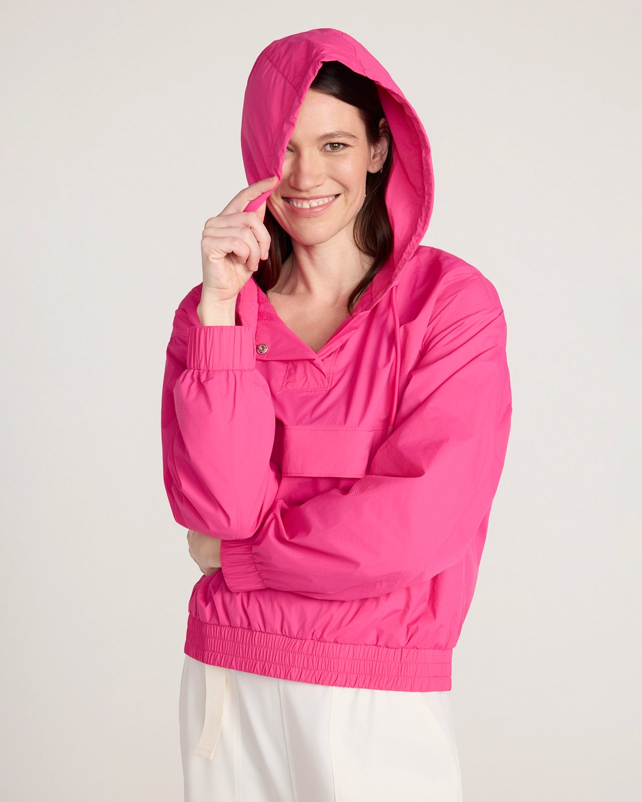 The Active GRS Certified Recycled Nylon Ripstop Popover Jacket - Fuschia Pink