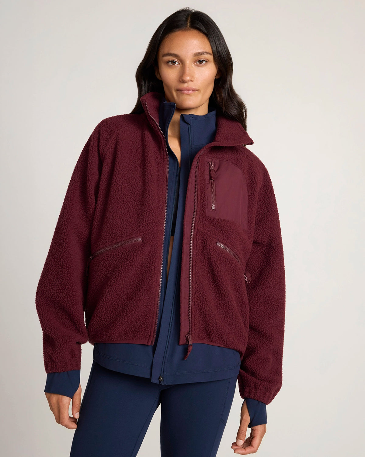 For general description, go to 'Main Product Description' region - The Berber Soft Luxe Trail Jacket - Windsor Wine