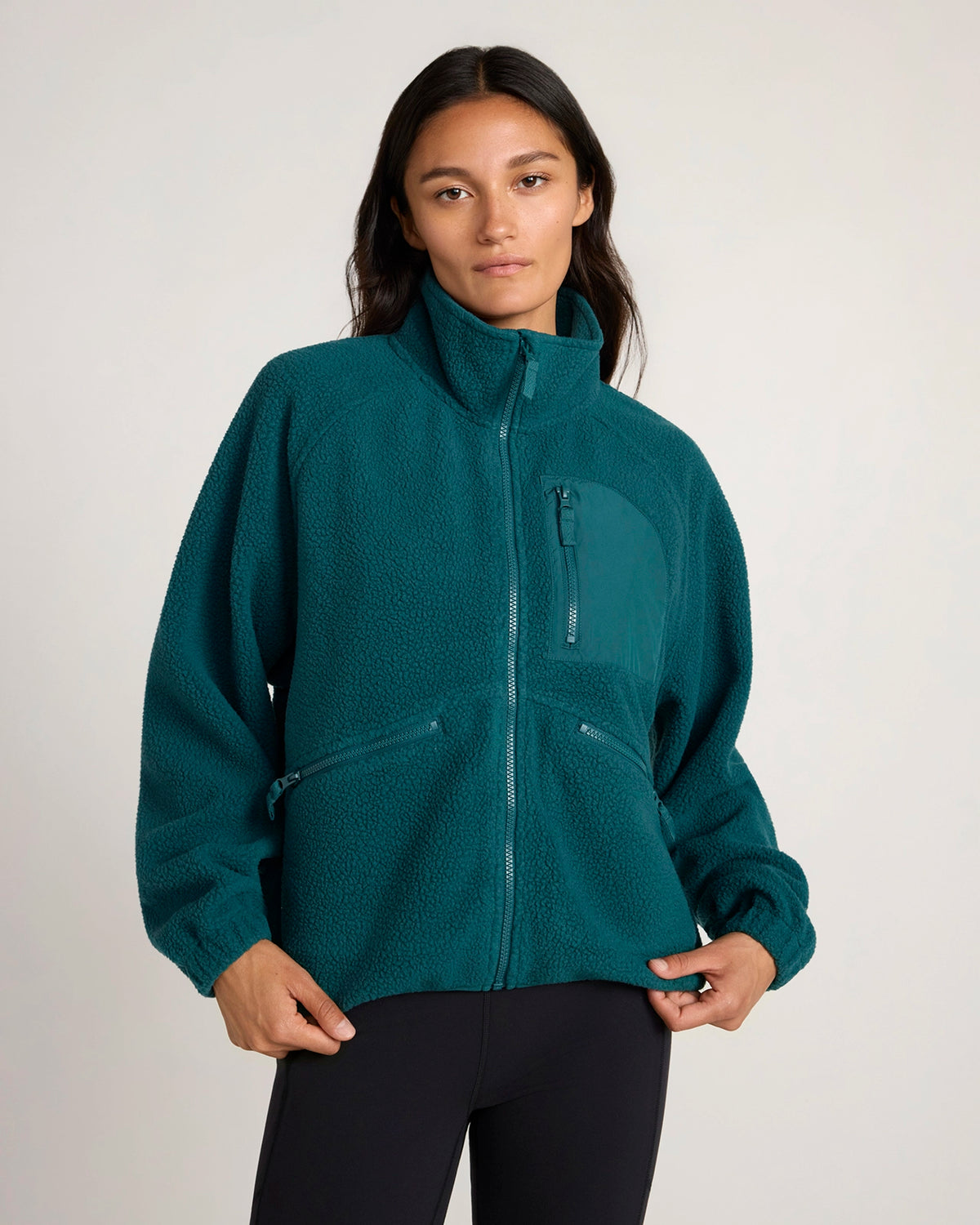 For general description, go to 'Main Product Description' region - The Berber Soft Luxe Trail Jacket - Deep Teal Green