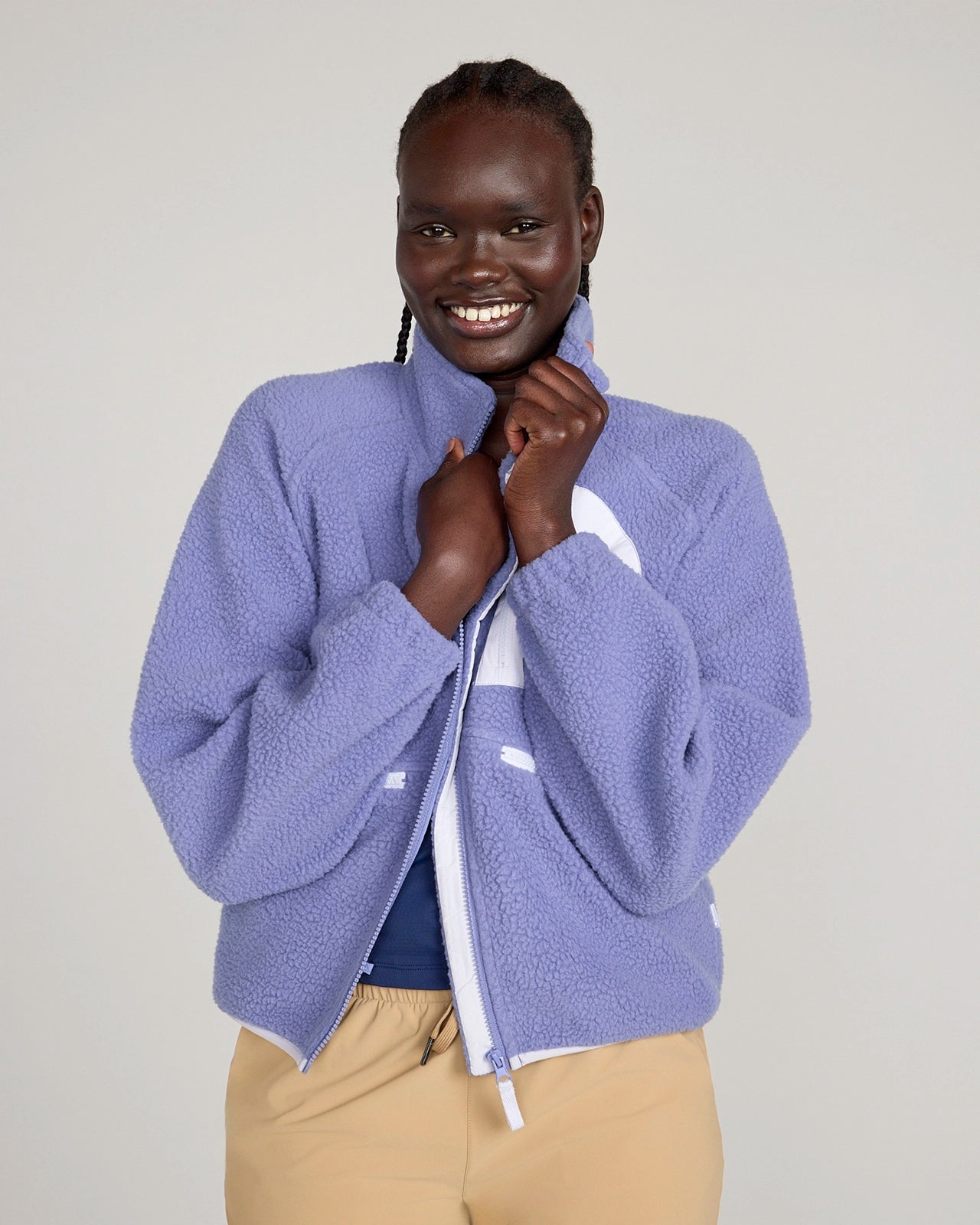 The Berber Soft Luxe GRS Certified Recycled Poly Trail Jacket - Blue Ice